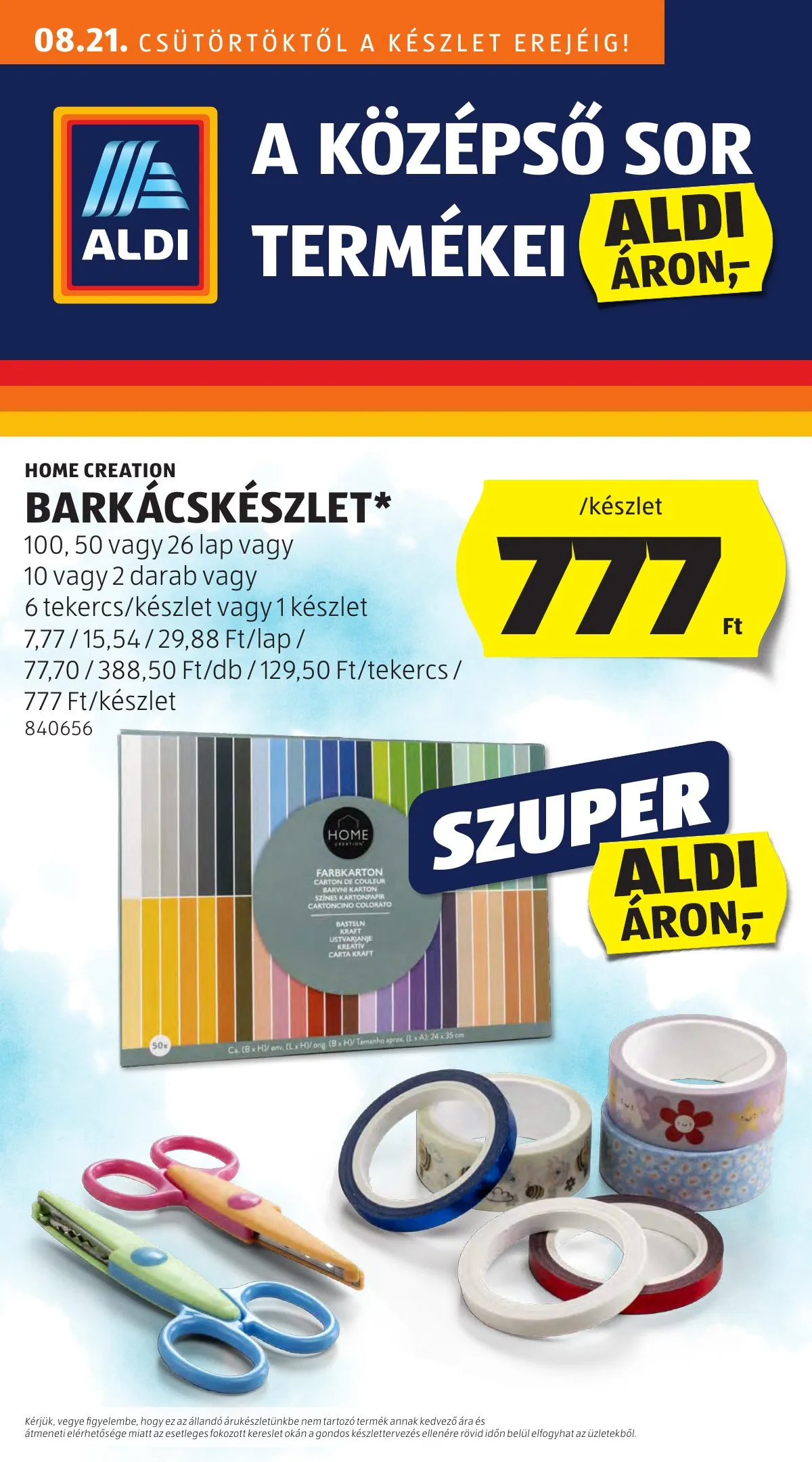 Aldi akciós újság Kozepso sor 08.21–08.21