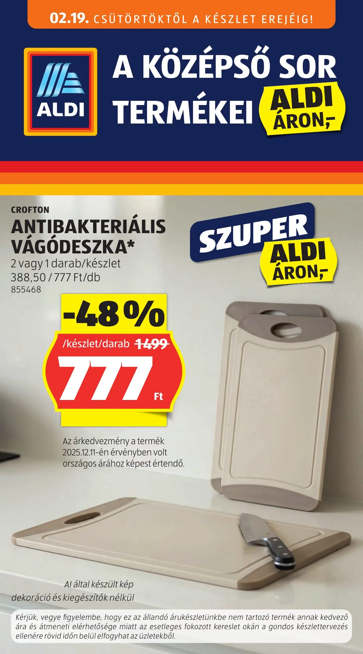 Aldi akciós újság Kozepso sor 02.19–02.19