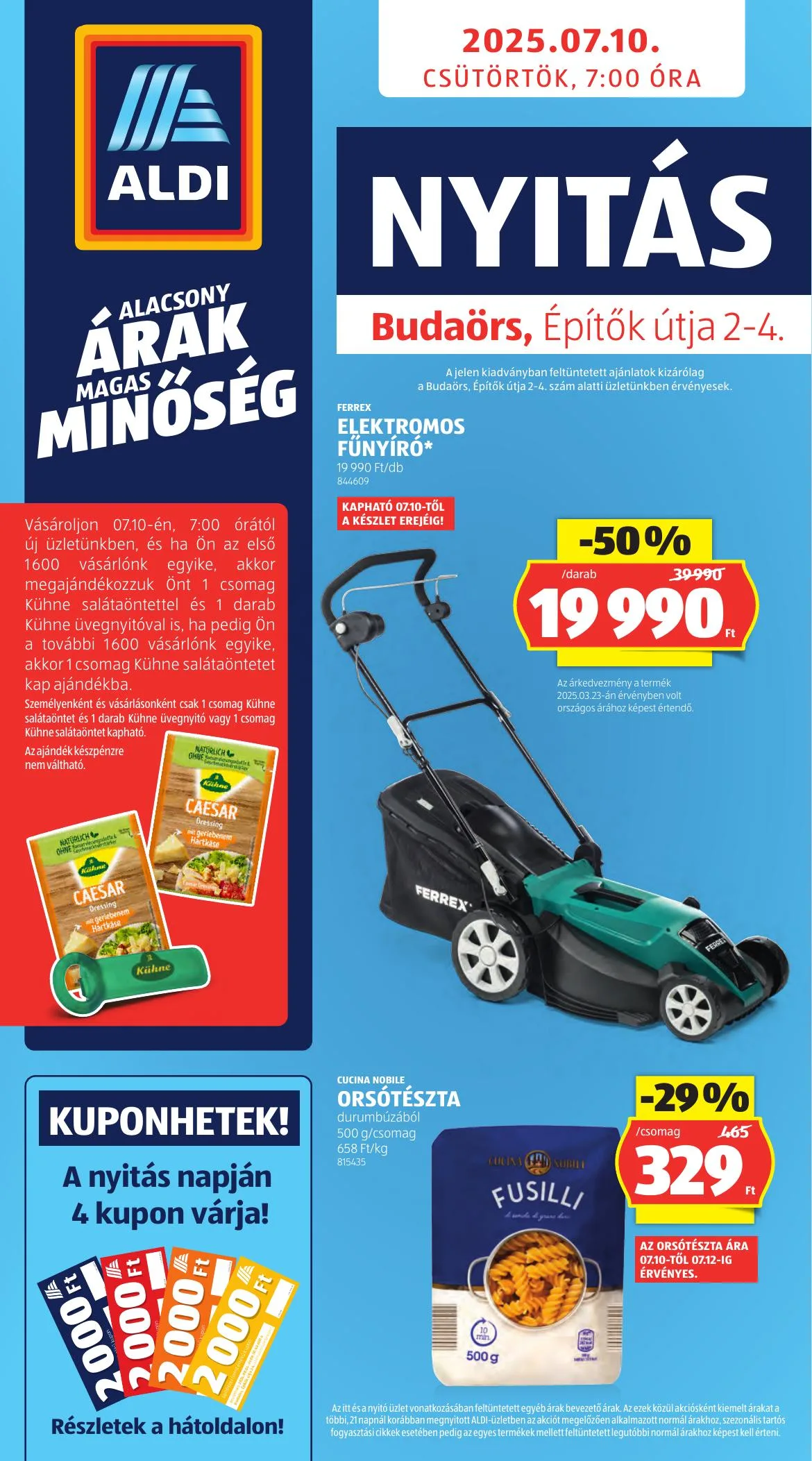 Aldi akciós újság Nyitas Budaors Epitok Utja 07.10–07.10