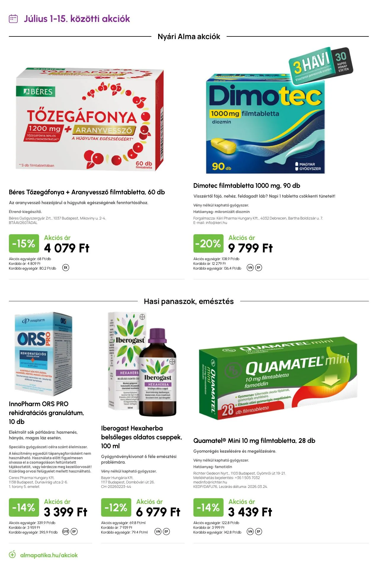 Alma akciós újság Gyogyszertar 07.01–07.31 – 8. oldal