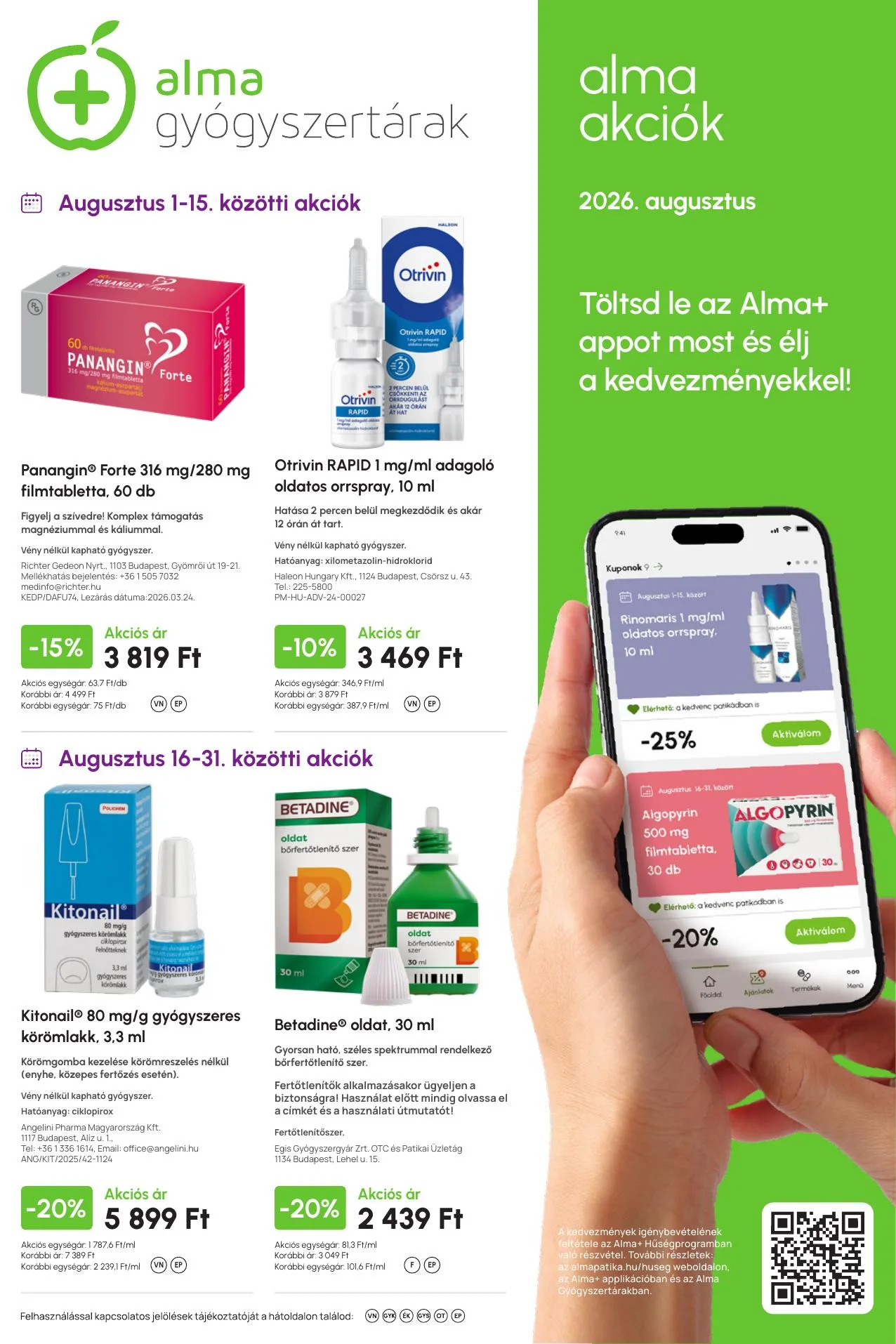 Alma akciós újság Gyogyszertar 08.01–08.31