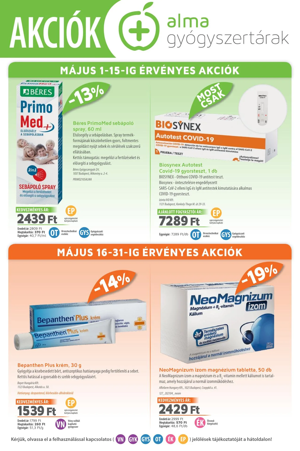 Alma akciós újság Patika 05.01–05.31