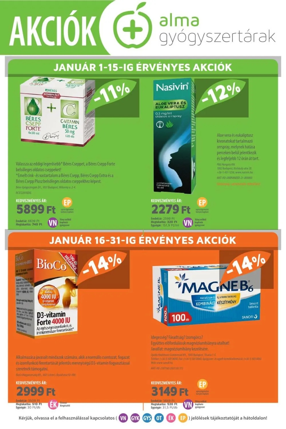 Alma akciós újság Patika 01.01–01.31