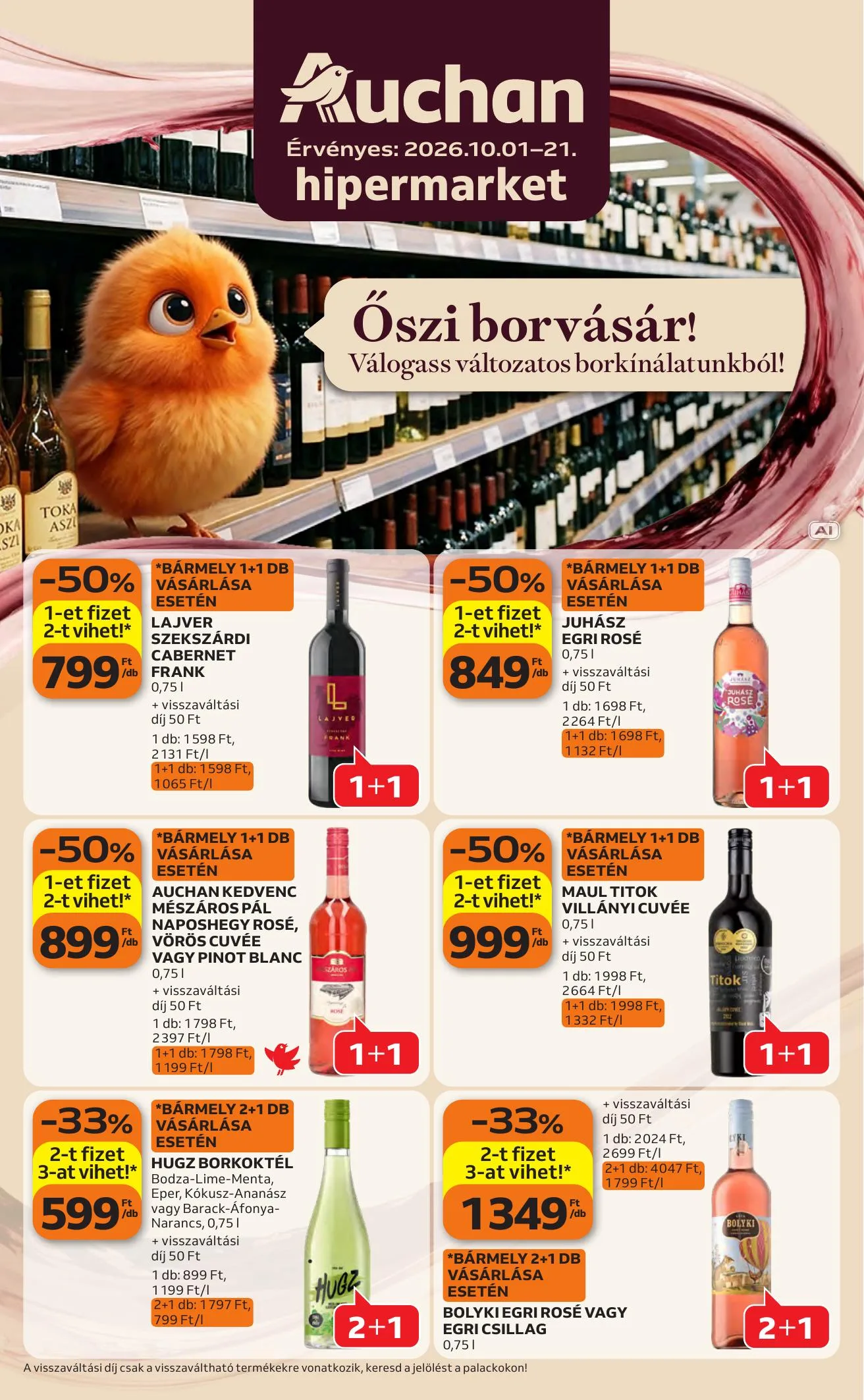 Auchan akciós újság Bor ajánlataink 10.01–10.21