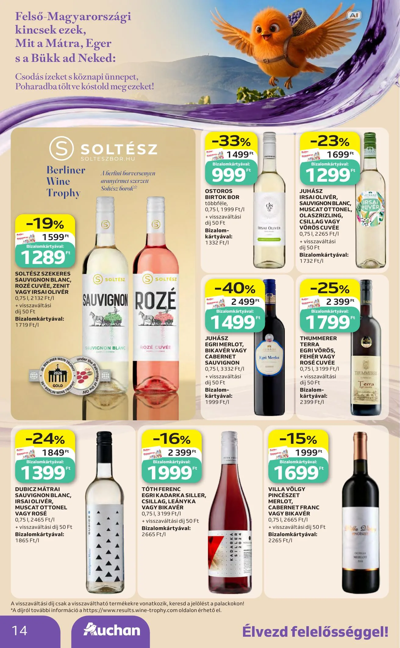Auchan akciós újság Bor ajánlataink 10.01–10.21 – 14. oldal