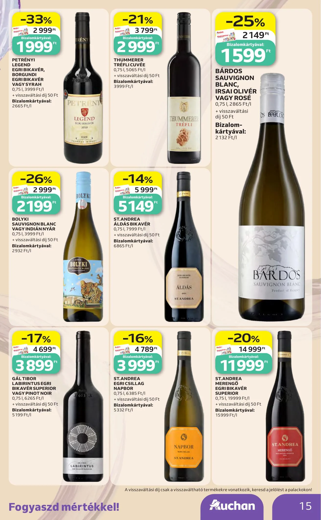 Auchan akciós újság Bor ajánlataink 10.01–10.21 – 15. oldal