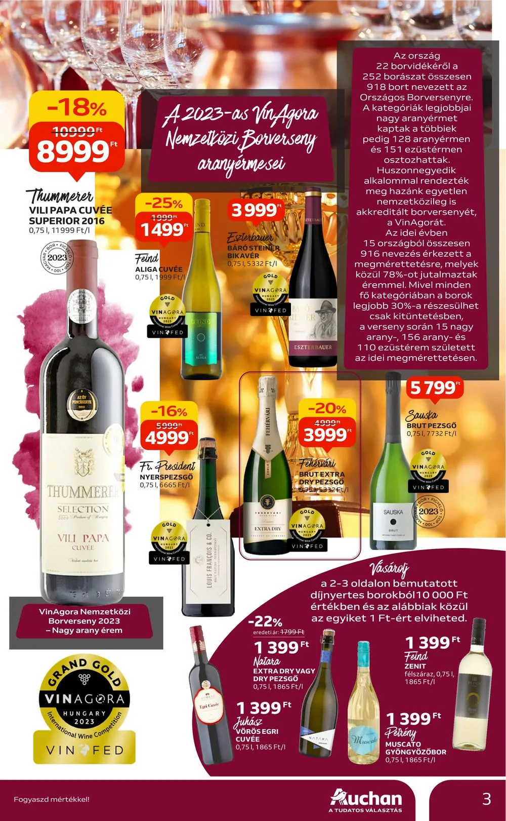 Auchan akciós újság Bor 10.05–10.25 – 3. oldal