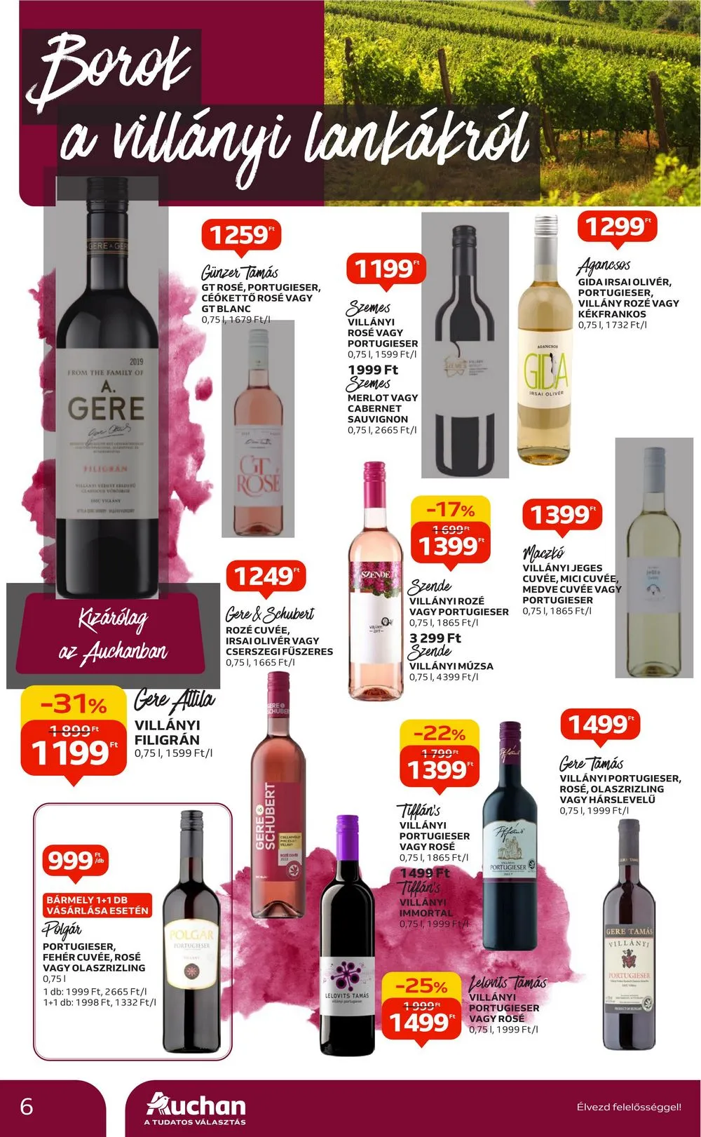Auchan akciós újság Bor 10.05–10.25 – 6. oldal