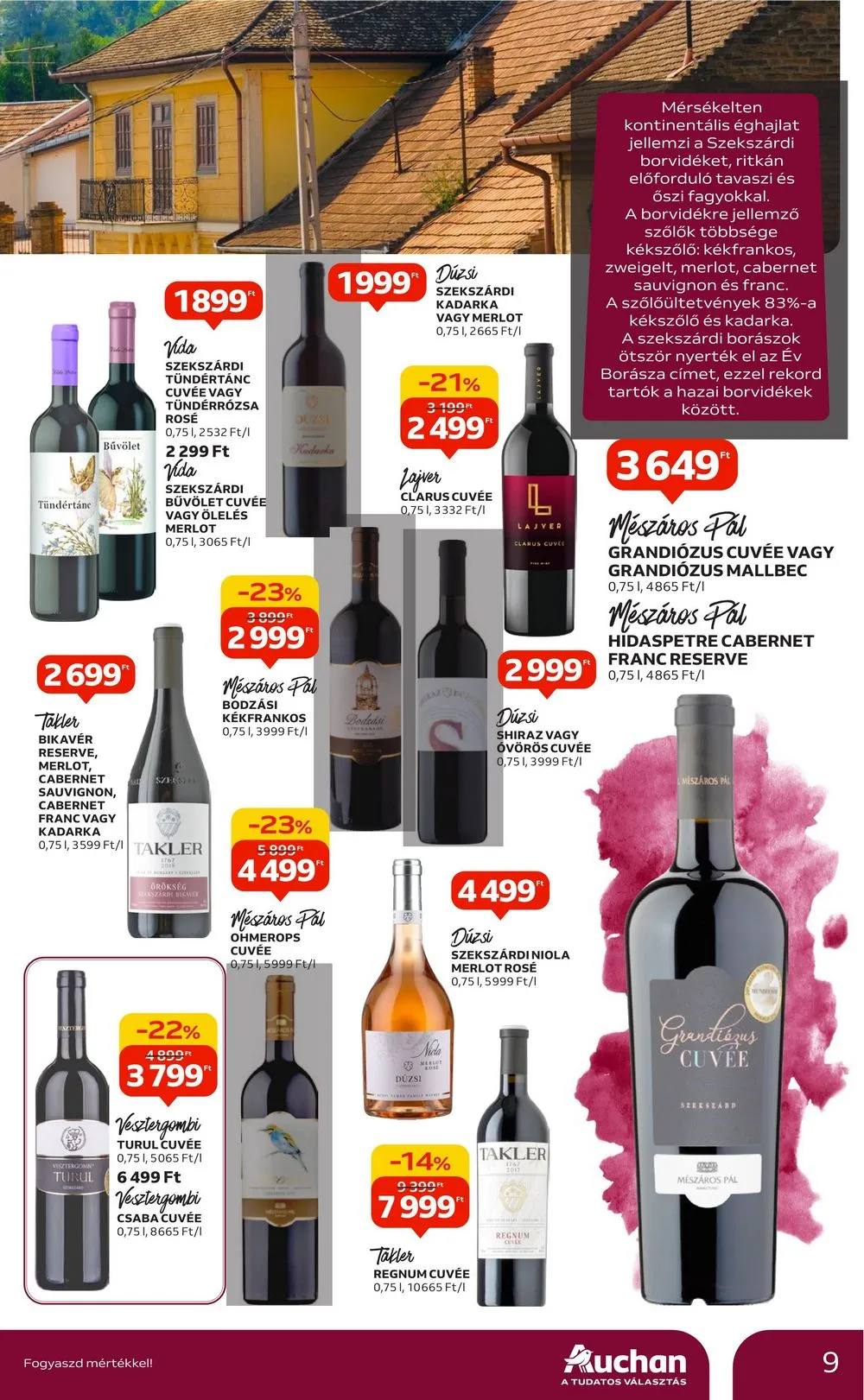 Auchan akciós újság Bor 10.05–10.25 – 9. oldal