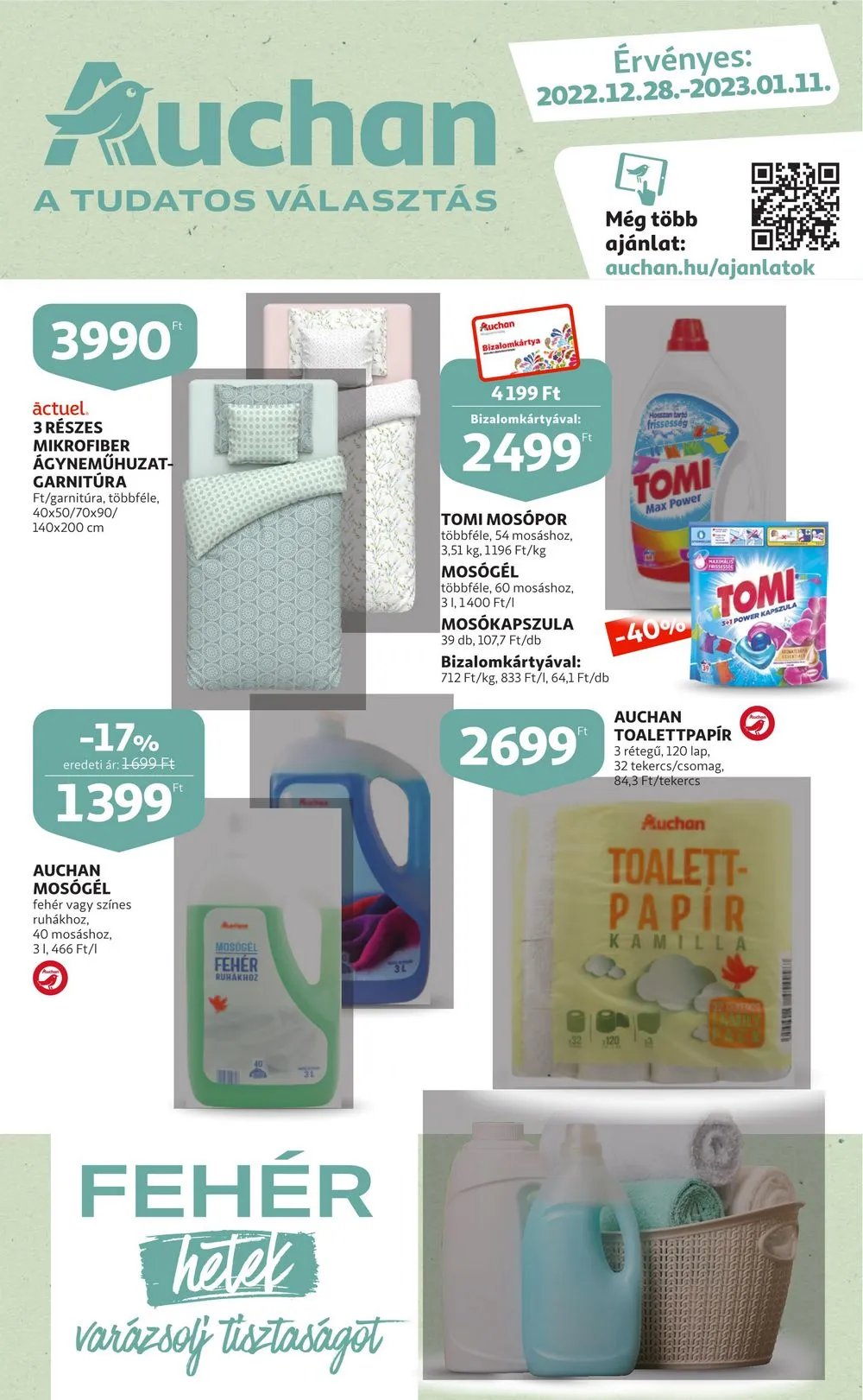 Auchan akciós újság Feher hetek 12.28–01.11