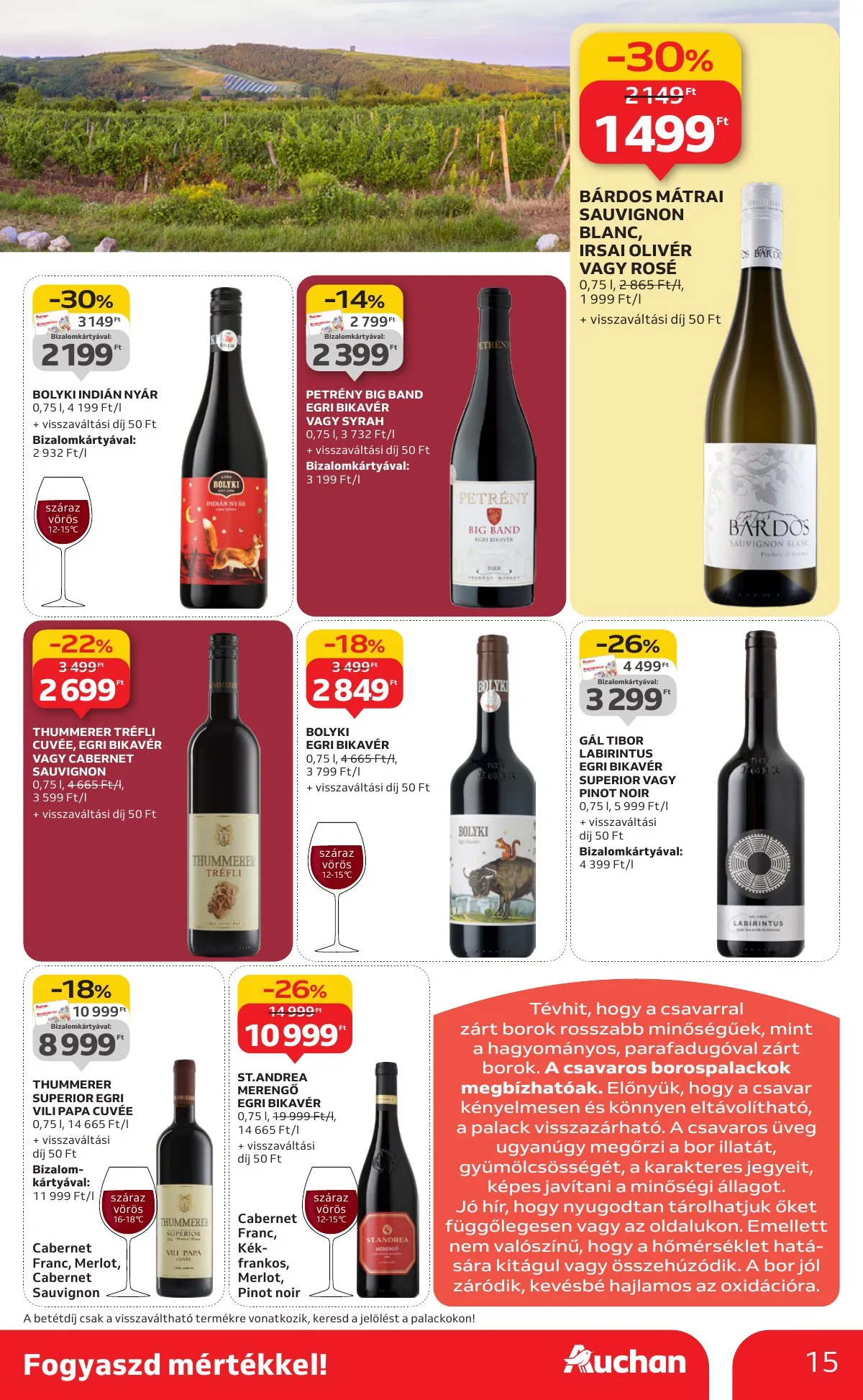 Auchan akciós újság Hipermarket Bor 10.02–10.22 – 15. oldal