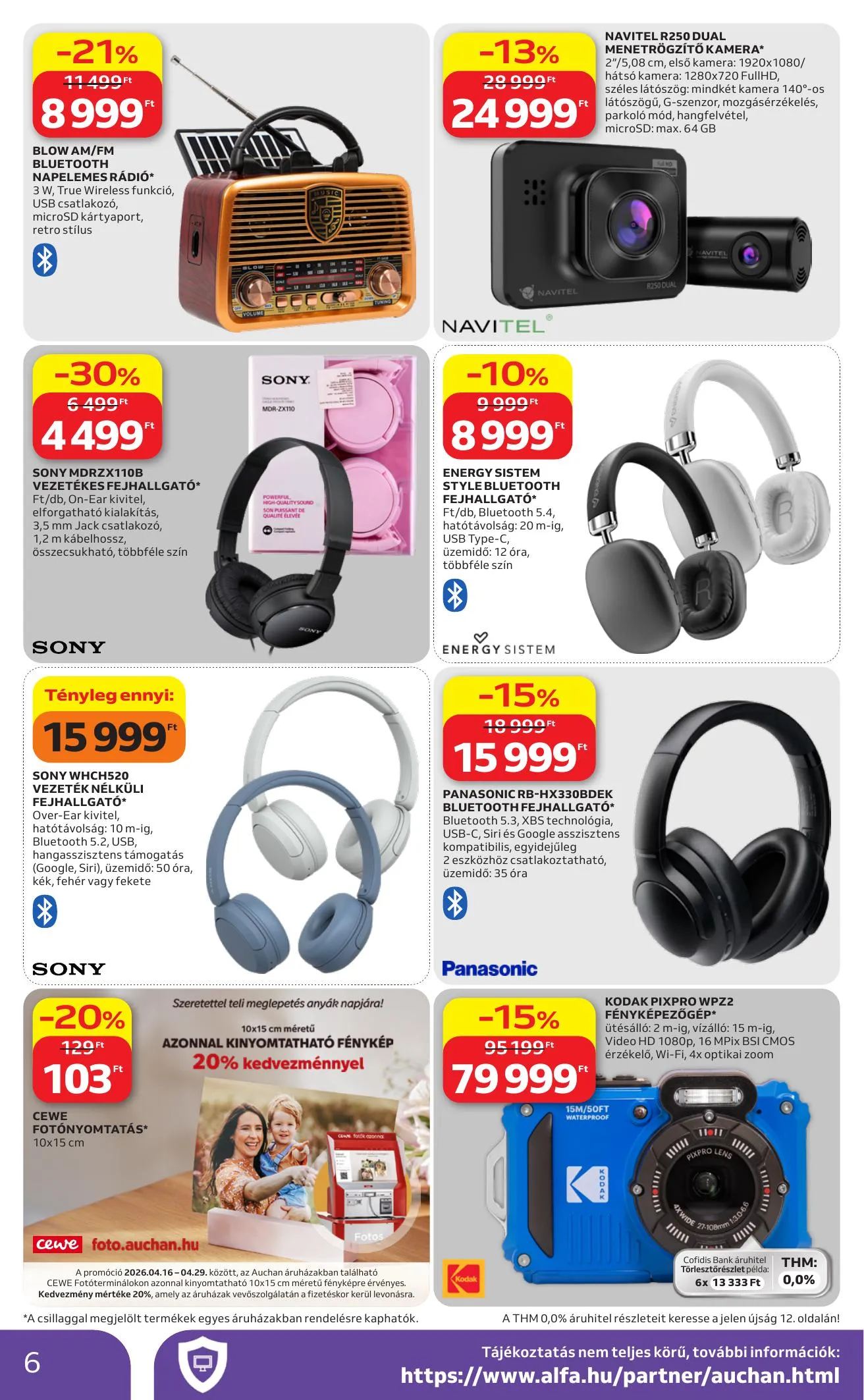 Auchan akciós újság Hipermarket Elektonikai 04.16–04.29 – 6. oldal
