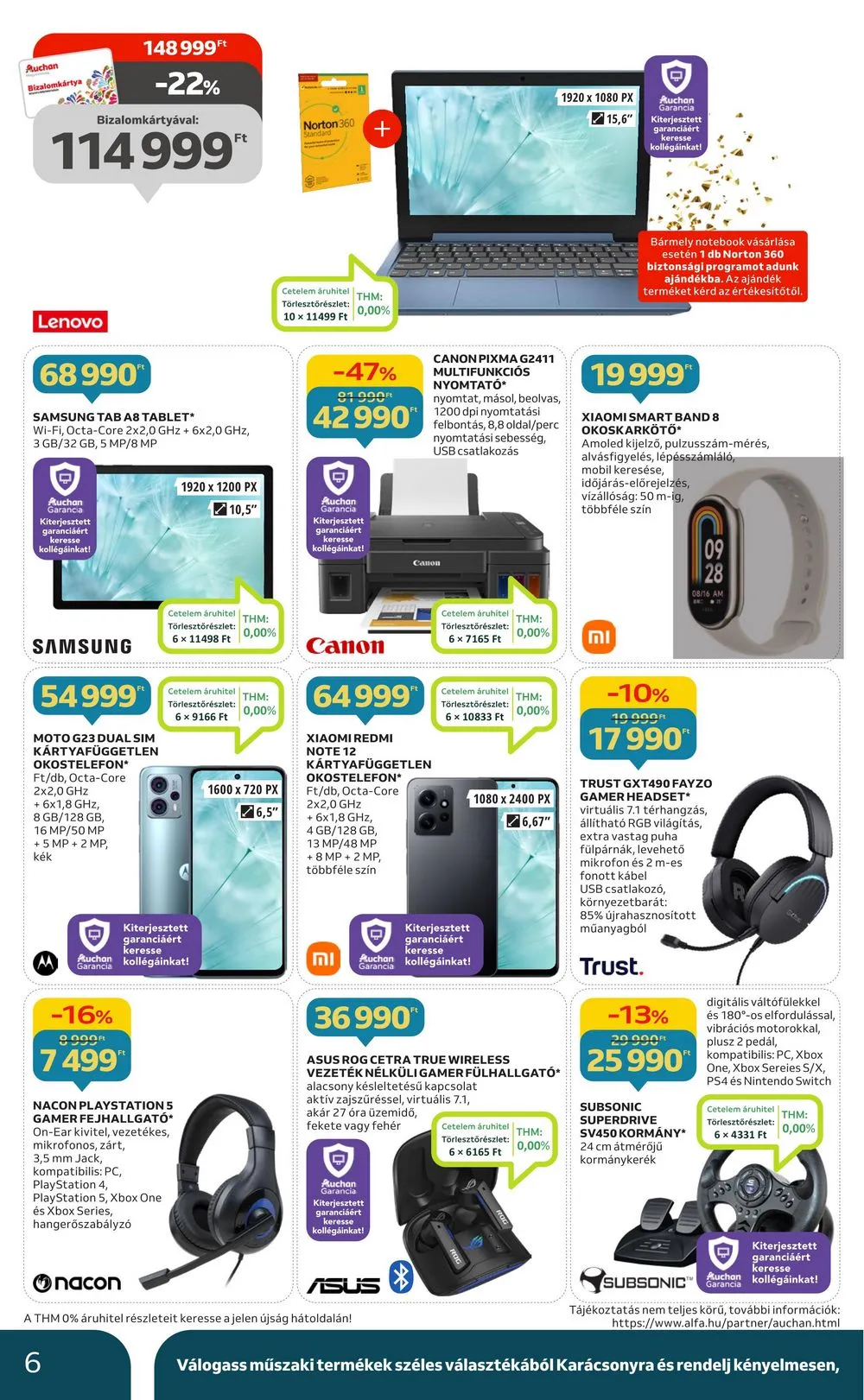 Auchan akciós újság Hipermarket elektronikai 11.30–12.07 – 6. oldal