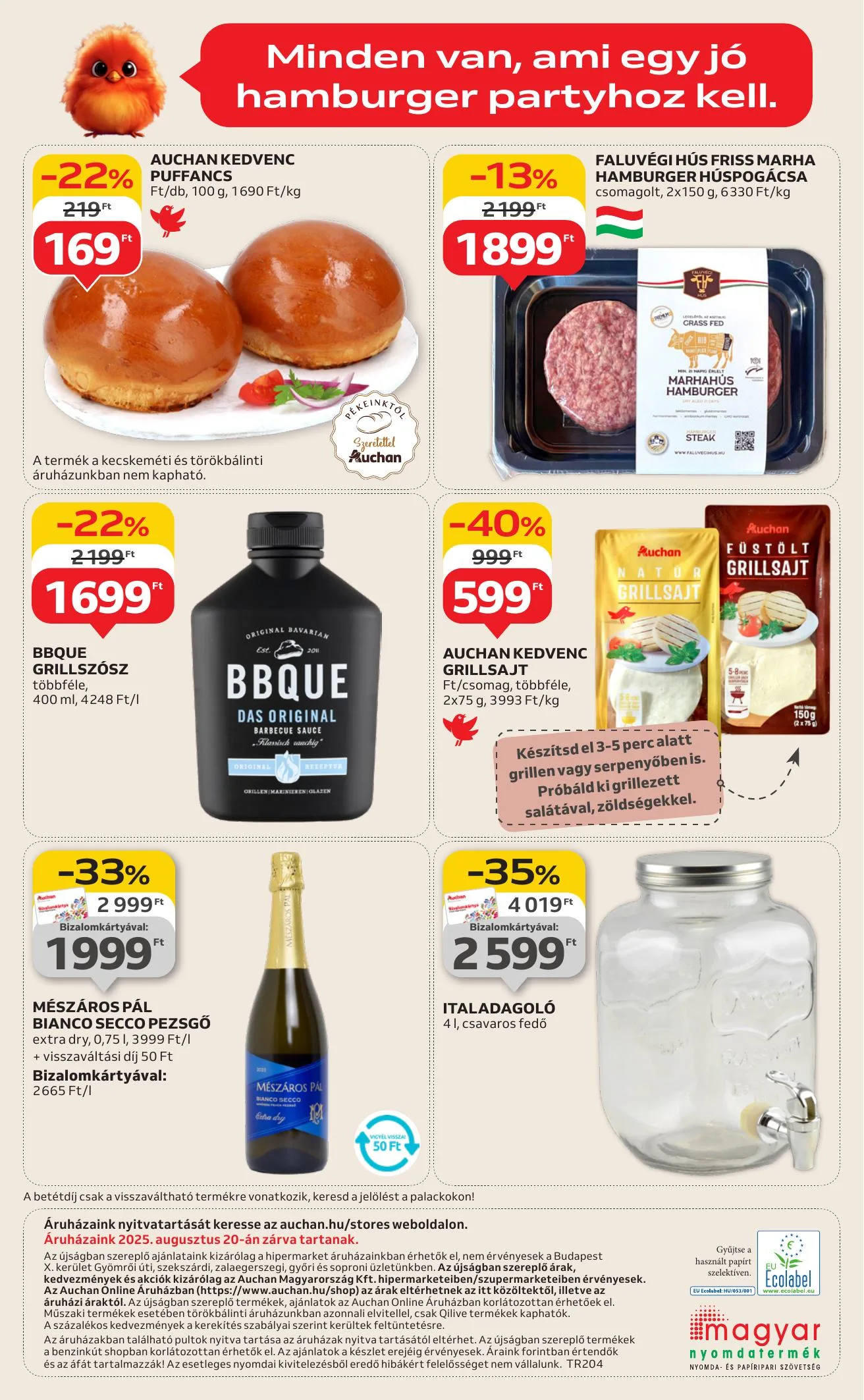 Auchan akciós újság Hipermarket Grill 08.07–08.19 – 15. oldal