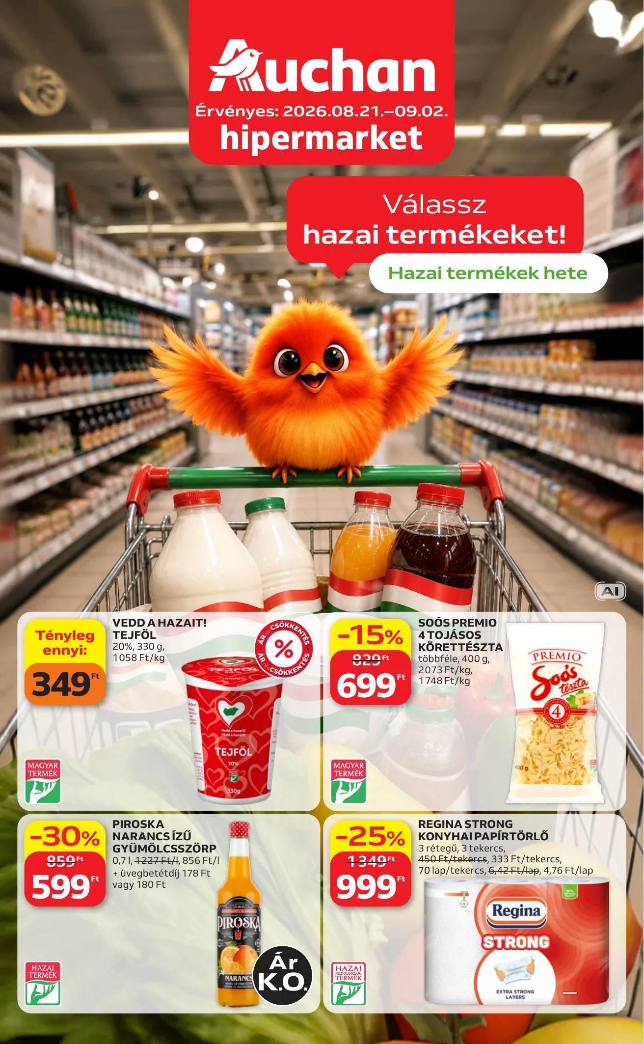 Auchan akciós újság Hipermarket Hazai termekek 08.21–09.02