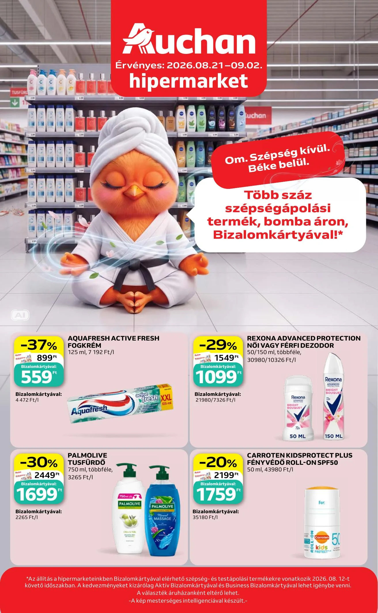 Auchan akciós újság Hipermarket Illatszer 08.21–09.02