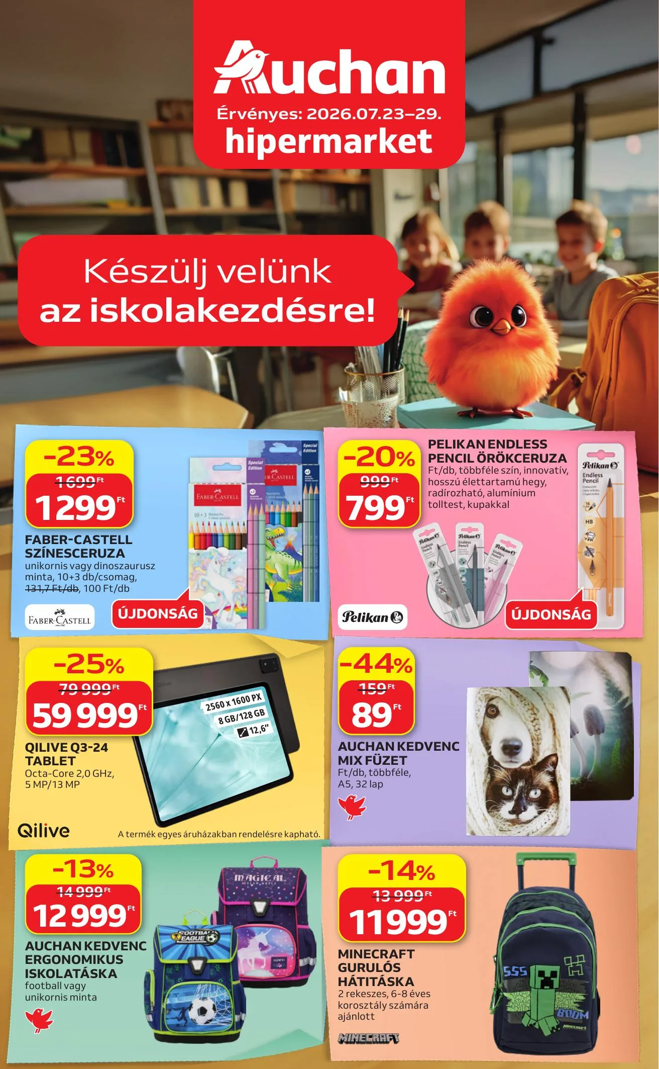 Auchan akciós újság Hipermarket iskolakezdés 07.23–07.29