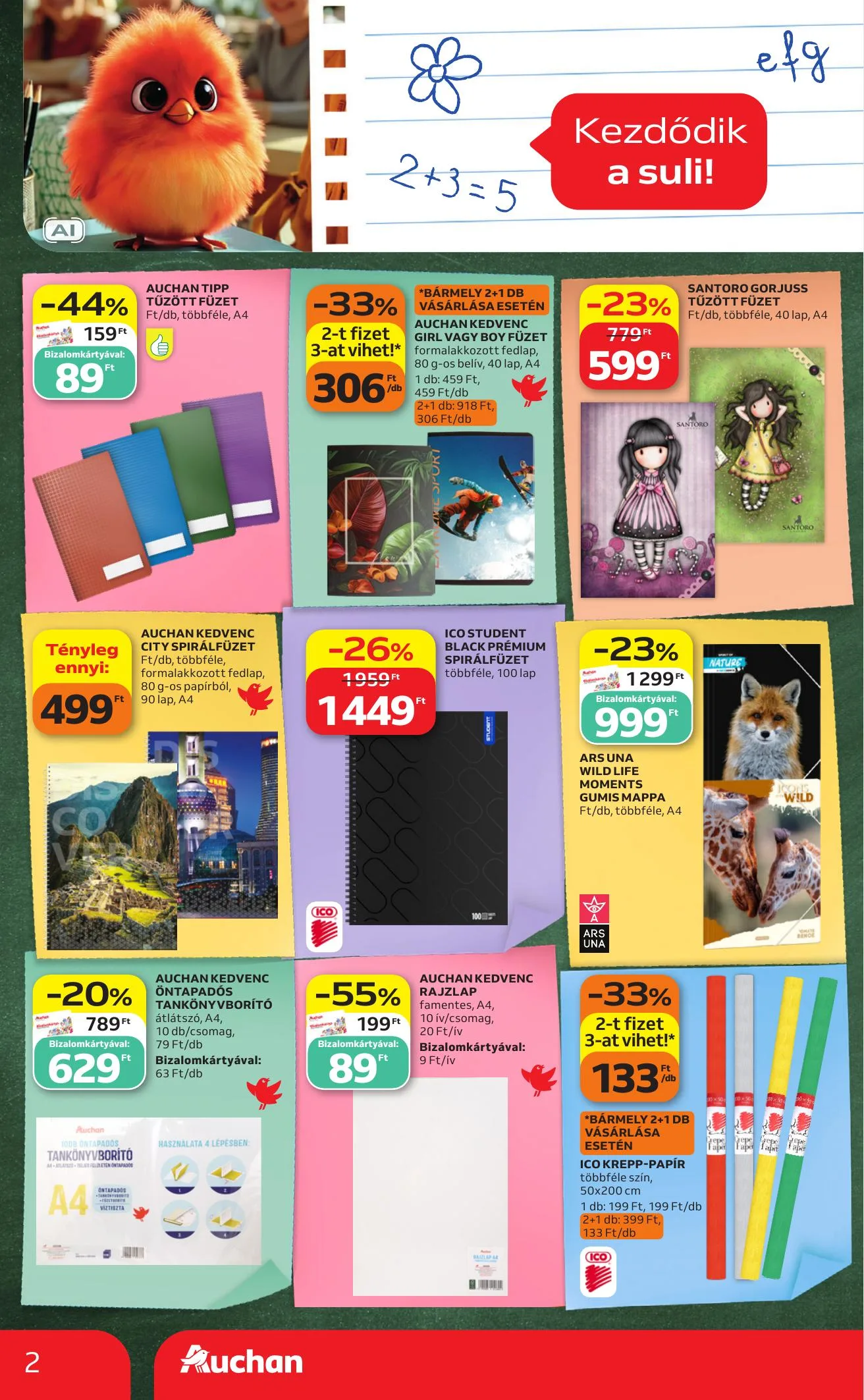 Auchan akciós újság Hipermarket iskolakezdés 08.27–09.02 – 2. oldal