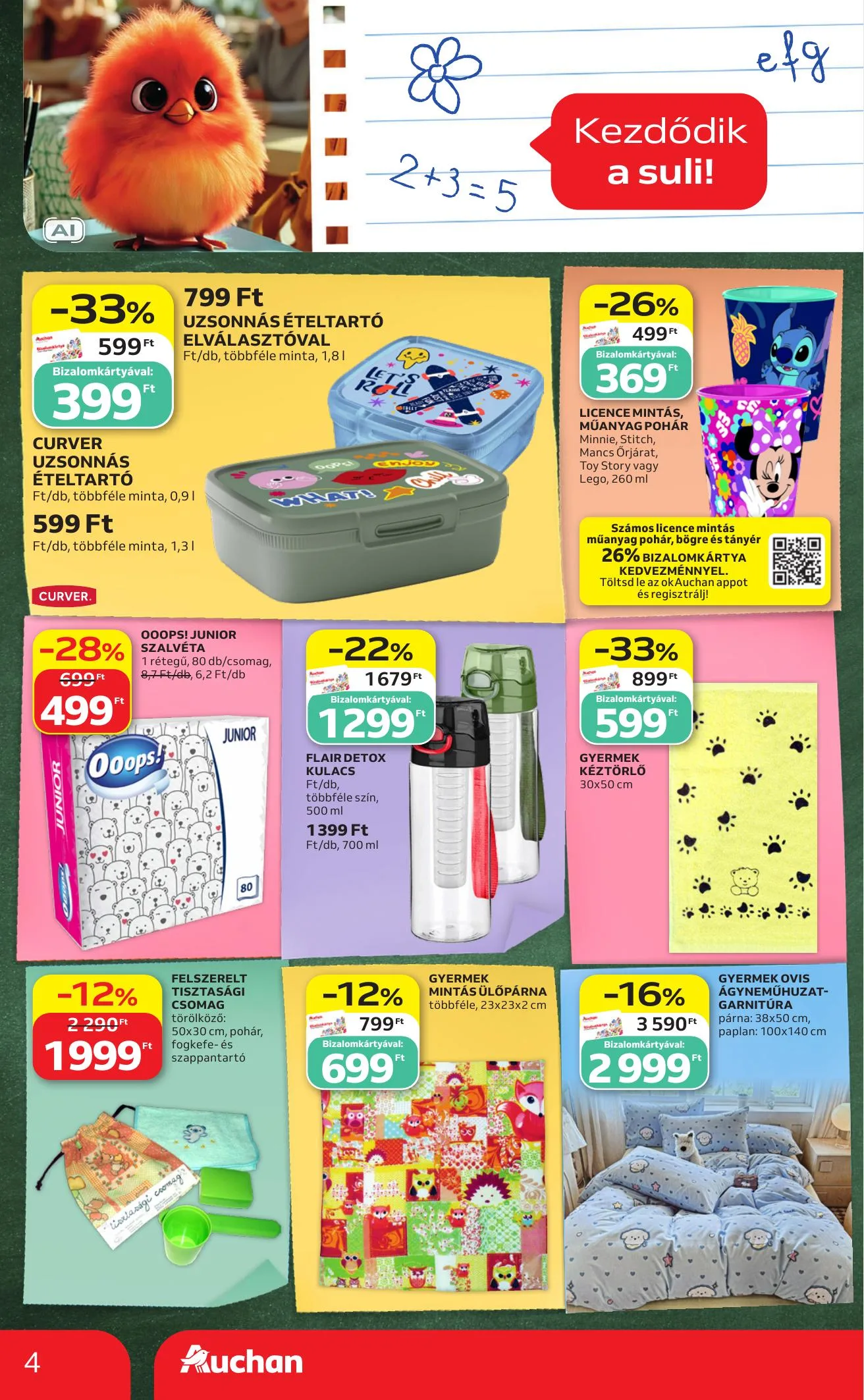 Auchan akciós újság Hipermarket iskolakezdés 08.27–09.02 – 4. oldal