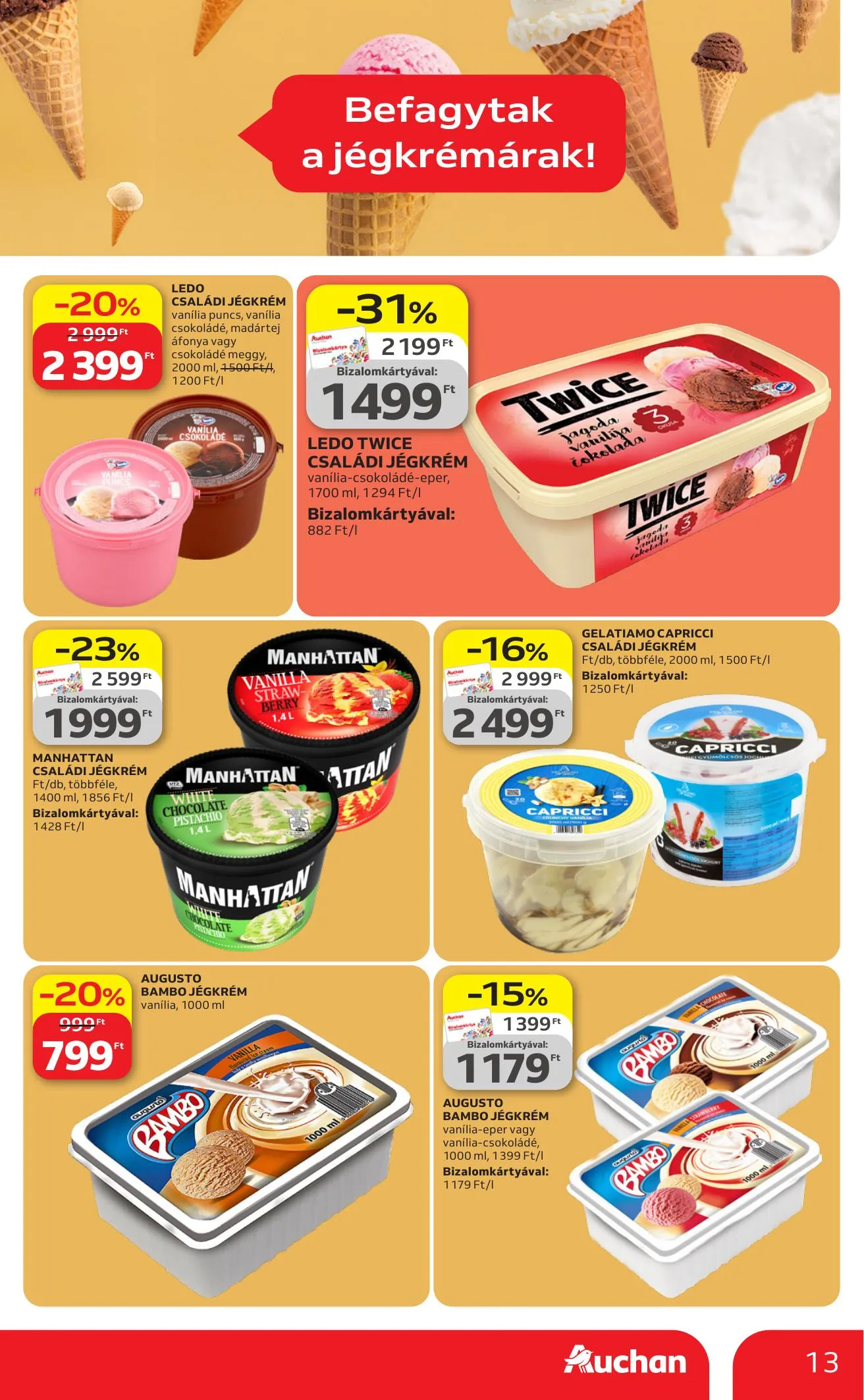 Auchan akciós újság Hipermarket Jegkrem 04.23–05.20 – 13. oldal