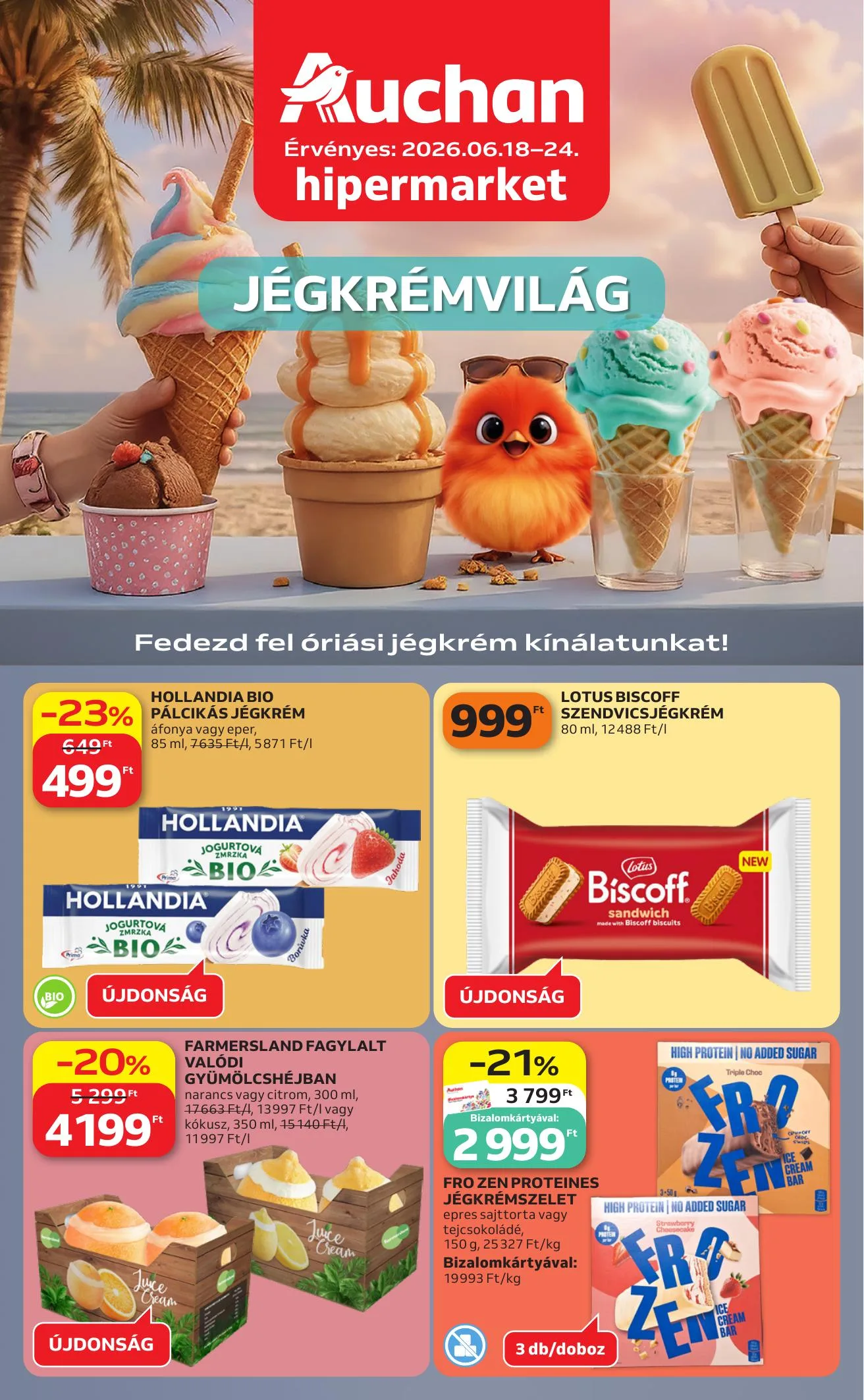 Auchan akciós újság Hipermarket Jegkrem 06.18–06.24