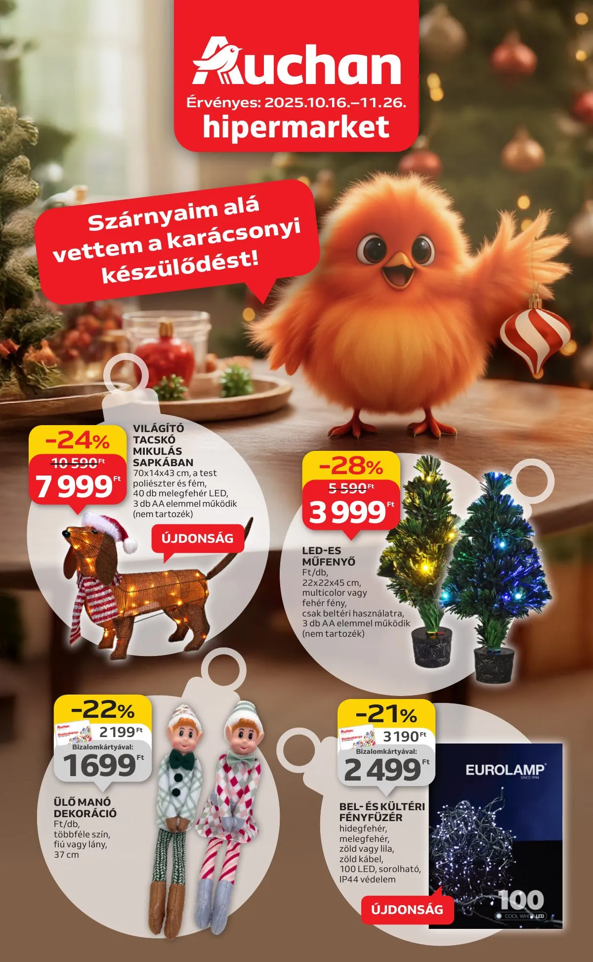 Auchan akciós újság Hipermarket karácsonyi dekoracio 10.16–11.26