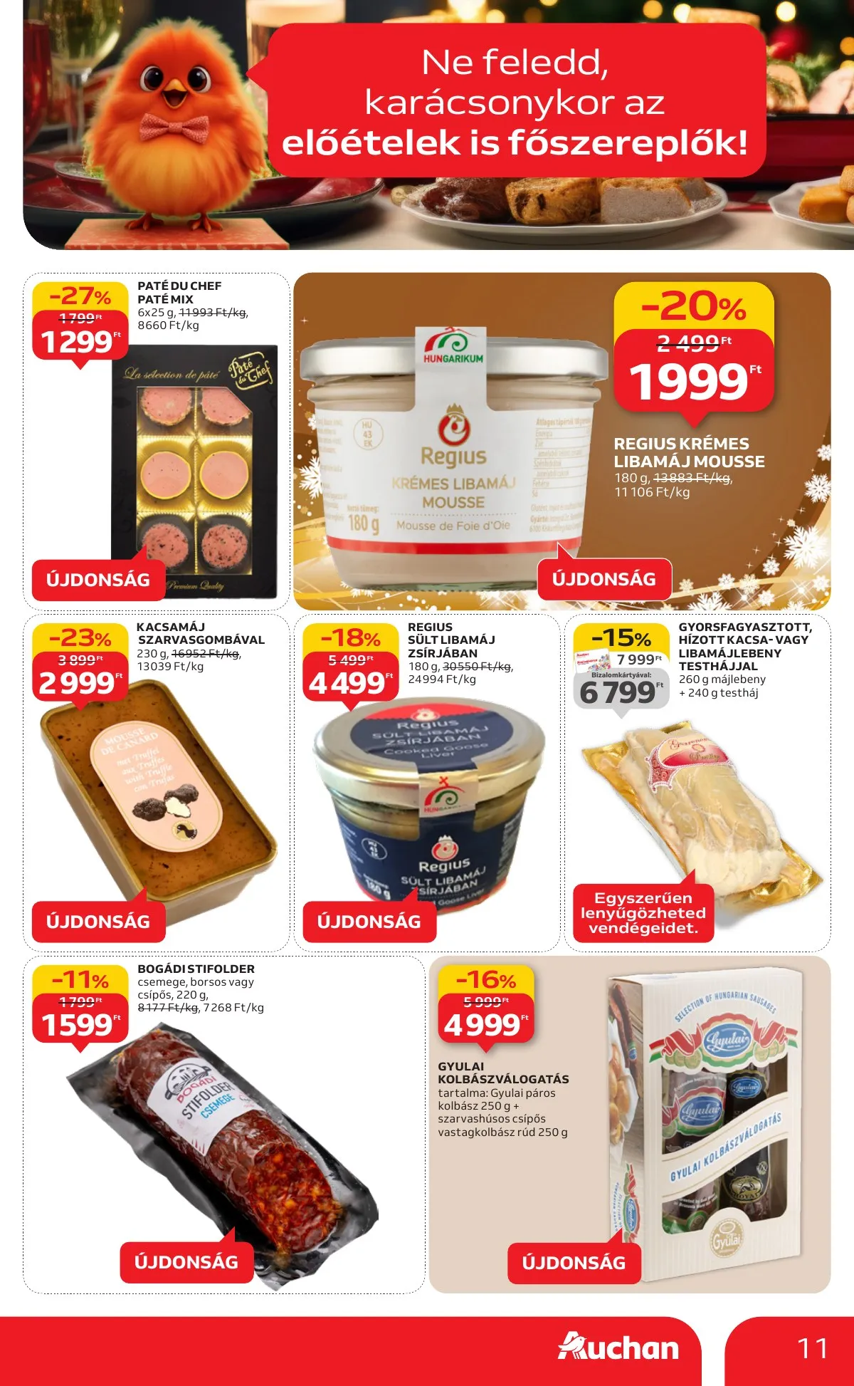 Auchan akciós újság Hipermarket karácsonyi élelmiszer 11.20–12.24 – 11. oldal