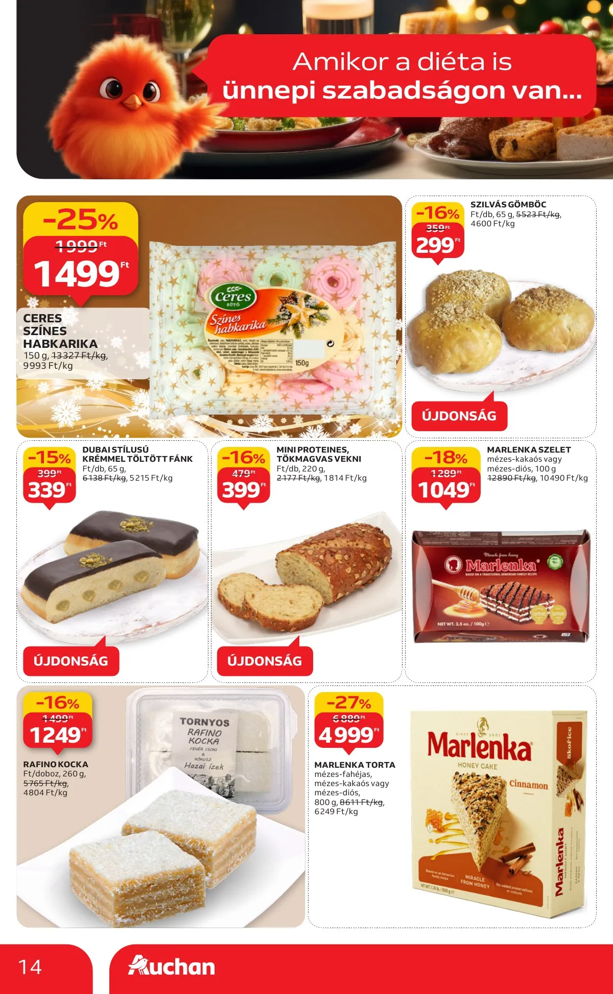 Auchan akciós újság Hipermarket karácsonyi élelmiszer 11.20–12.24 – 14. oldal