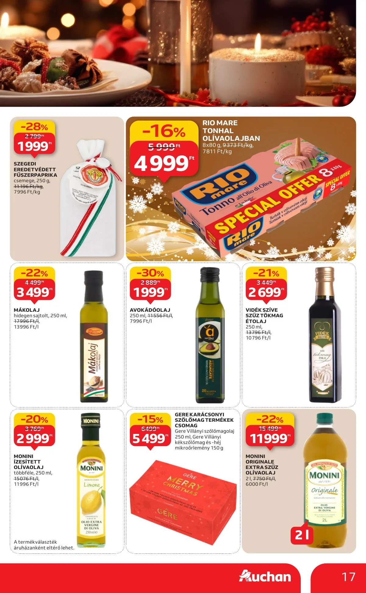 Auchan akciós újság Hipermarket karácsonyi élelmiszer 11.20–12.24 – 17. oldal