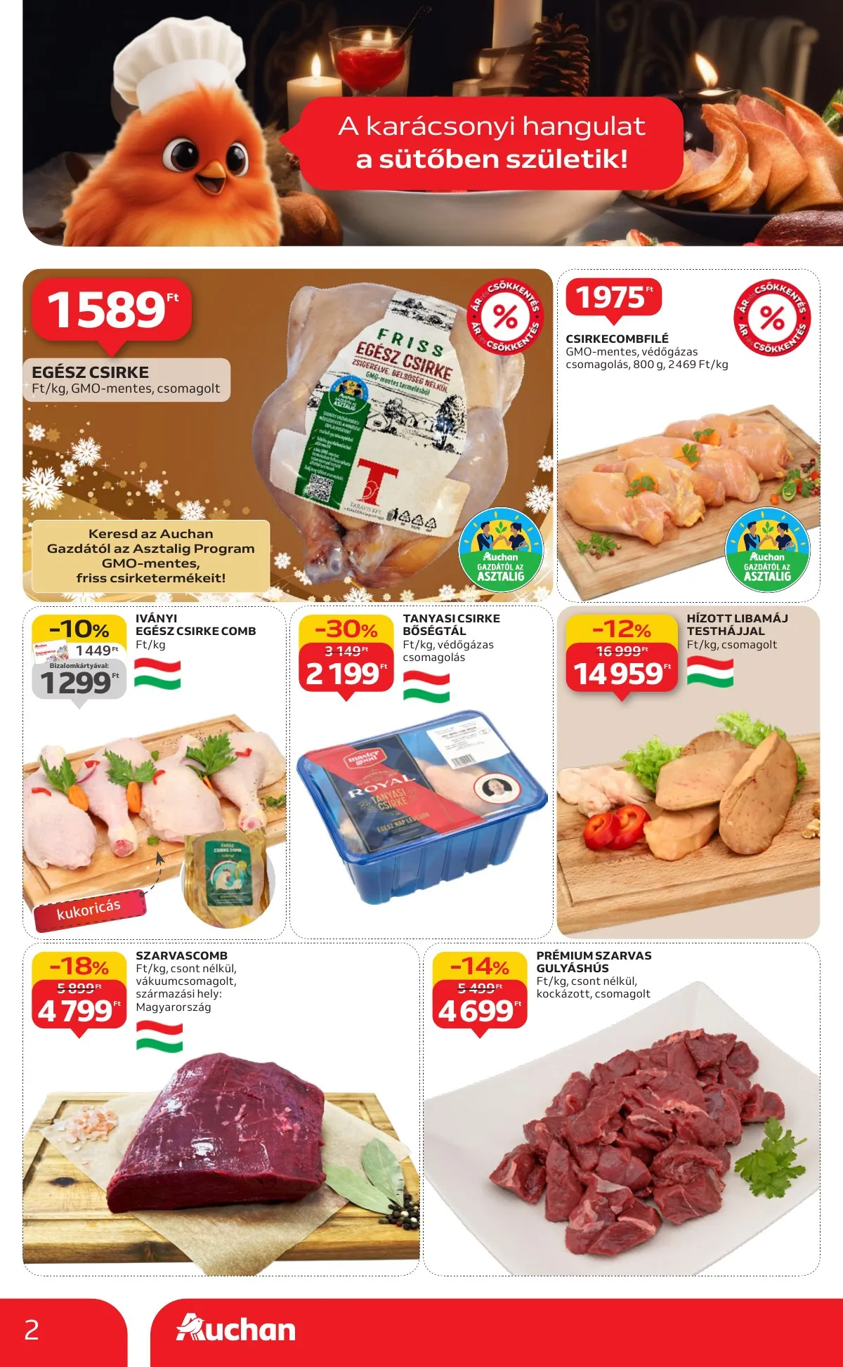 Auchan akciós újság Hipermarket karácsonyi élelmiszer 11.20–12.24 – 2. oldal