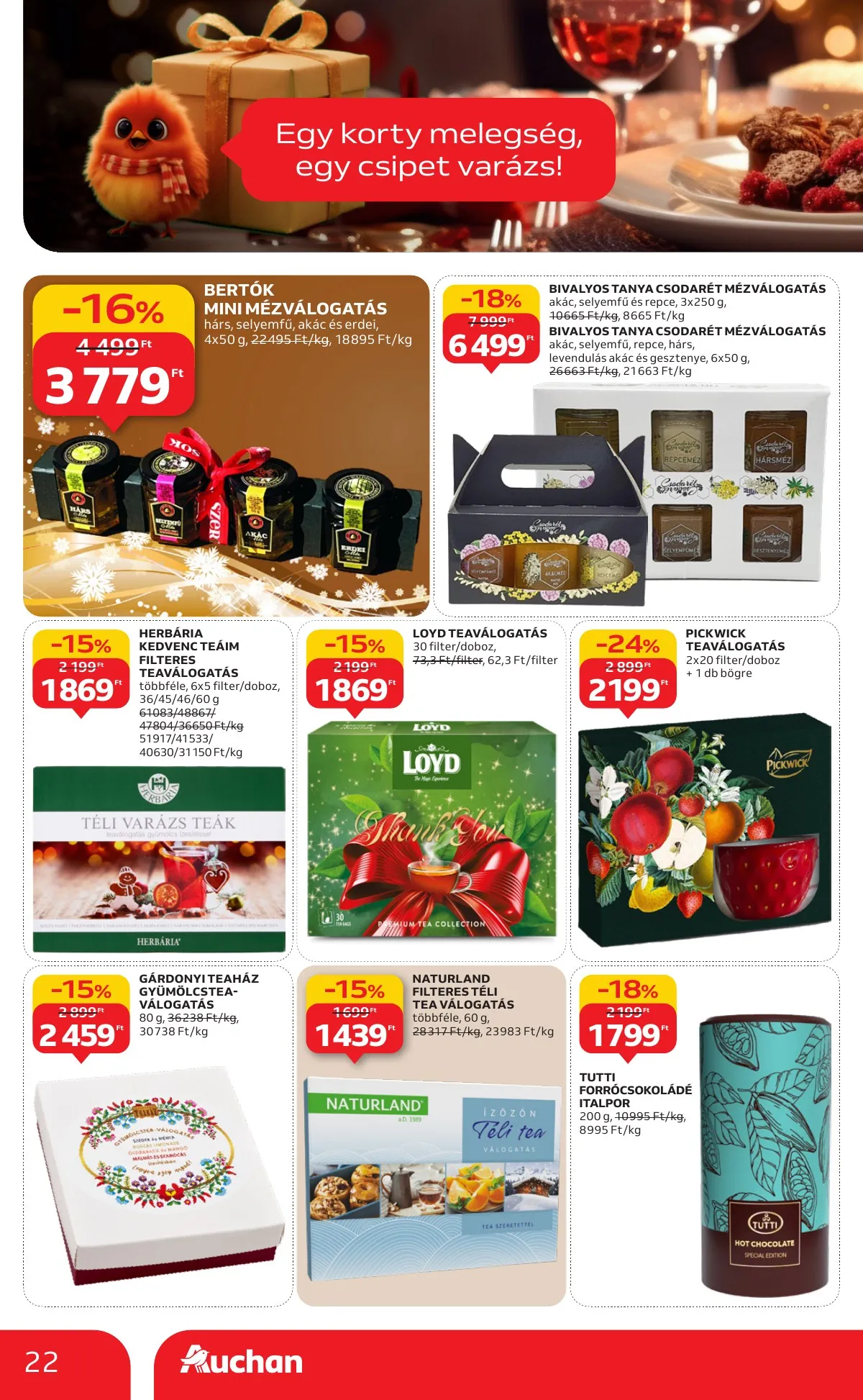 Auchan akciós újság Hipermarket karácsonyi élelmiszer 11.20–12.24 – 22. oldal