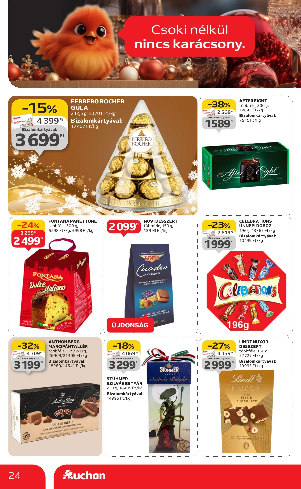 Auchan akciós újság Hipermarket karácsonyi élelmiszer 11.20–12.24 – 24. oldal