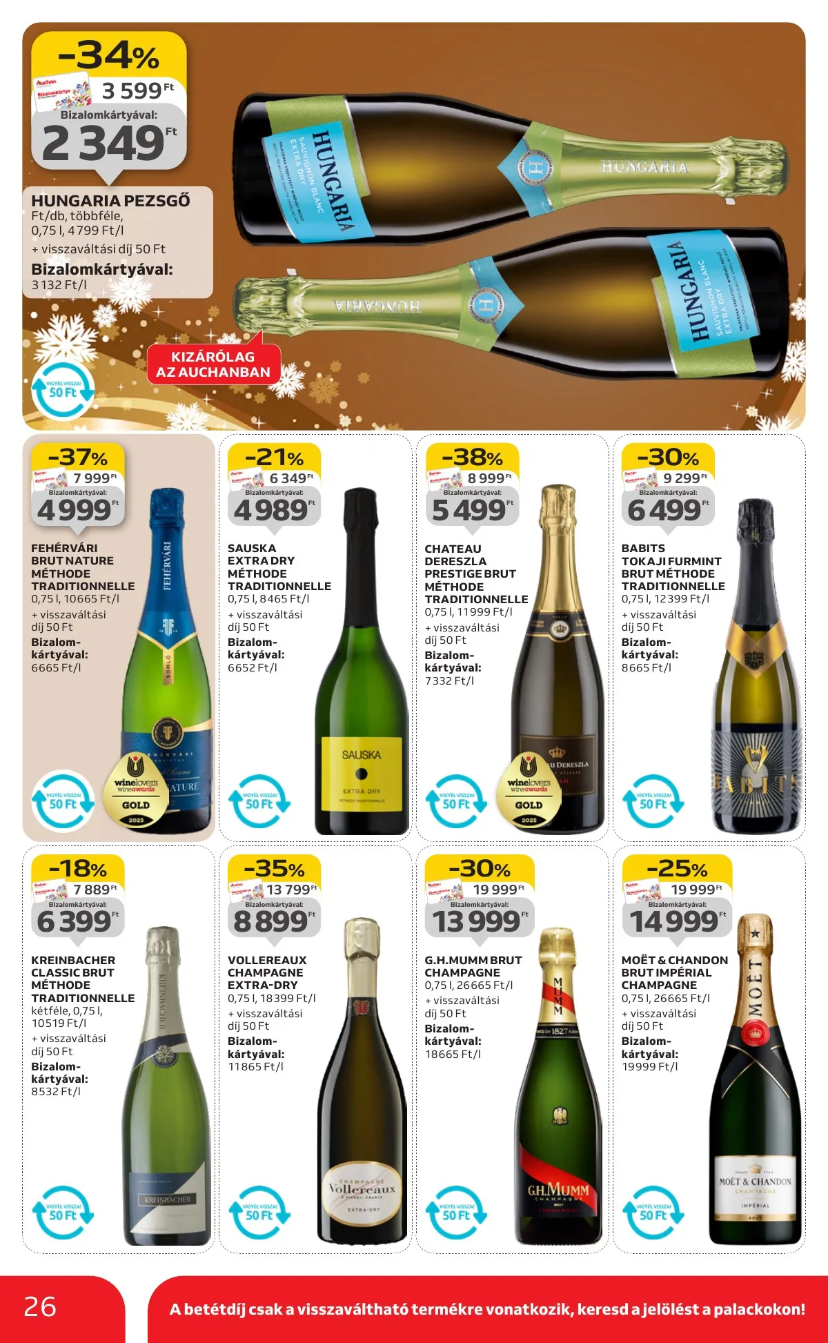 Auchan akciós újság Hipermarket karácsonyi élelmiszer 11.20–12.24 – 26. oldal