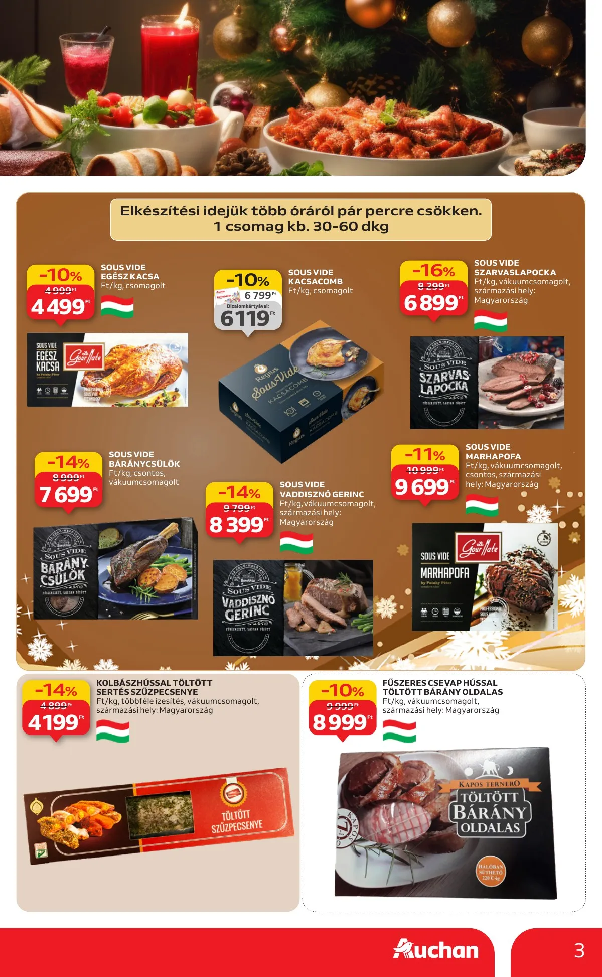 Auchan akciós újság Hipermarket karácsonyi élelmiszer 11.20–12.24 – 3. oldal