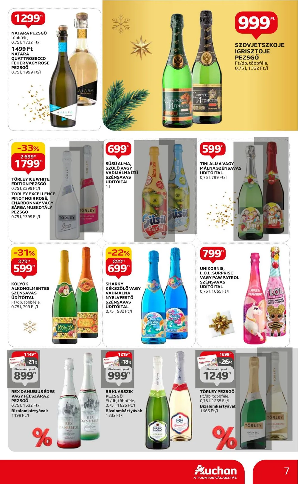 Auchan akciós újság Hipermarket karácsonyi italcsomag 12.07–12.20 – 7. oldal