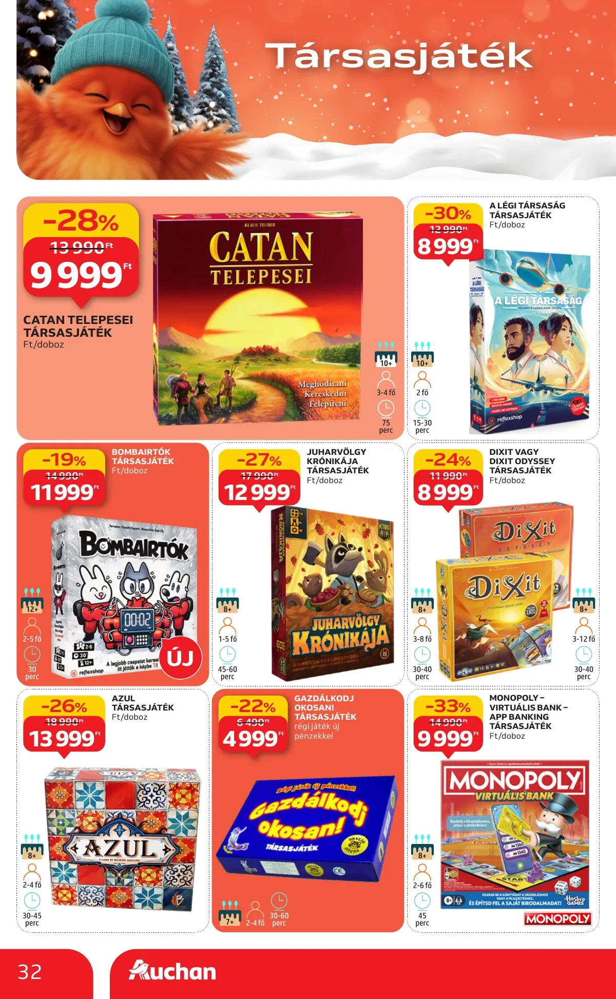 Auchan akciós újság Hipermarket karácsonyi játék 10.23–11.26 – 32. oldal