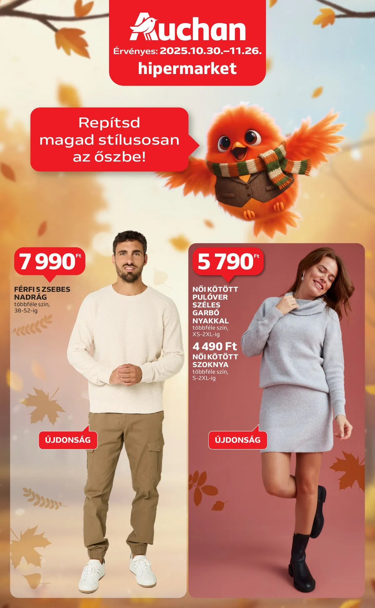 Auchan akciós újság Hipermarket őszi ruhazat 10.30–11.26
