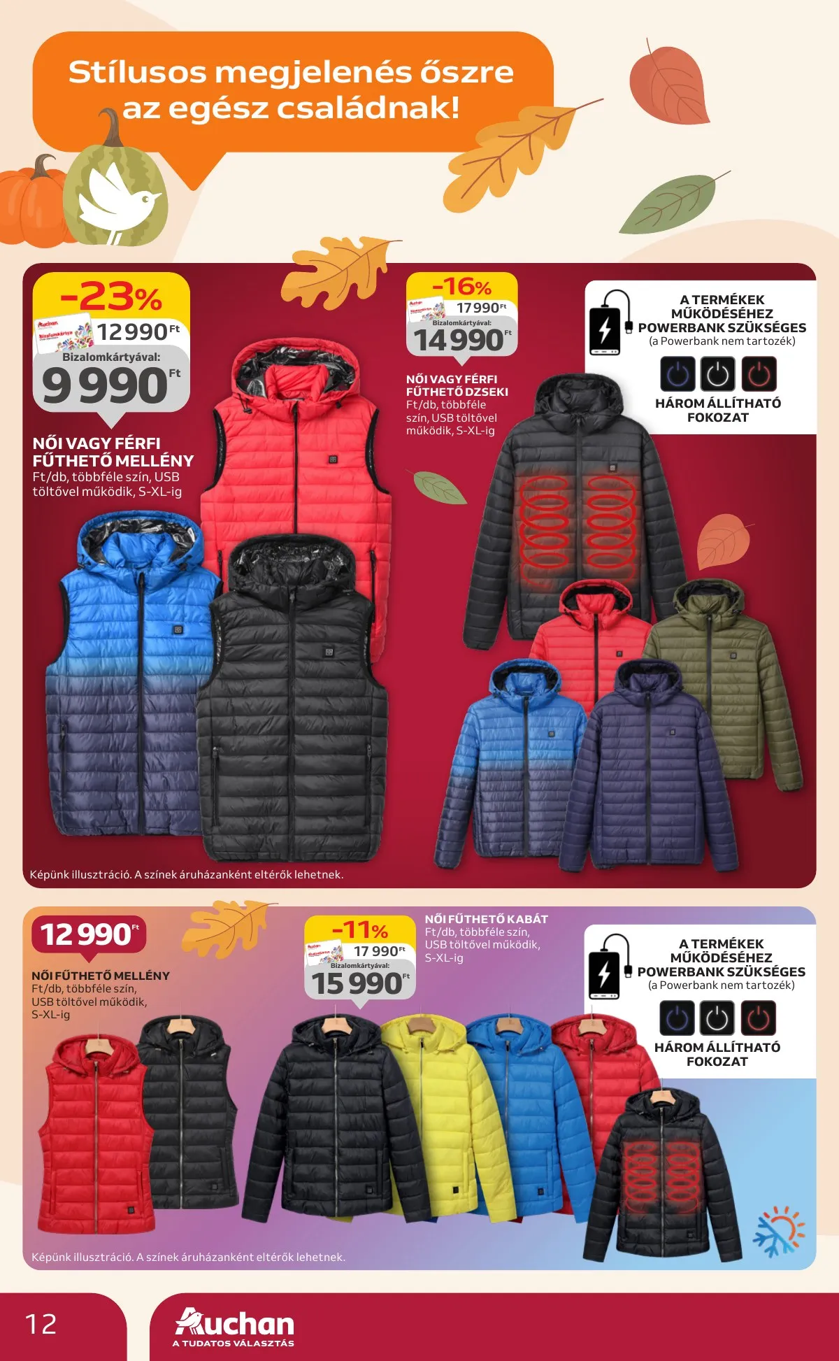Auchan akciós újság Hipermarket őszi textil 10.03–10.22 – 12. oldal