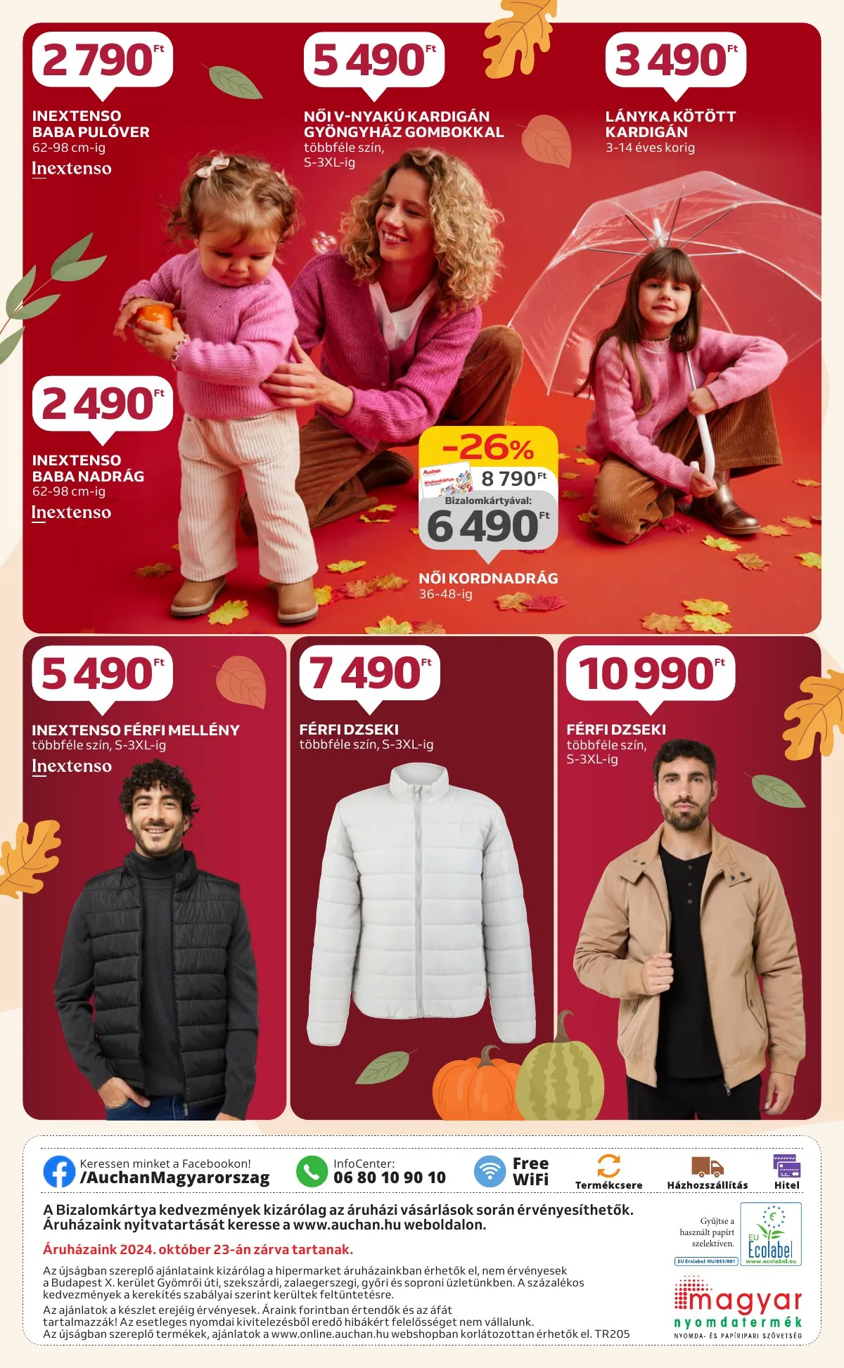 Auchan akciós újság Hipermarket őszi textil 10.03–10.22 – 14. oldal