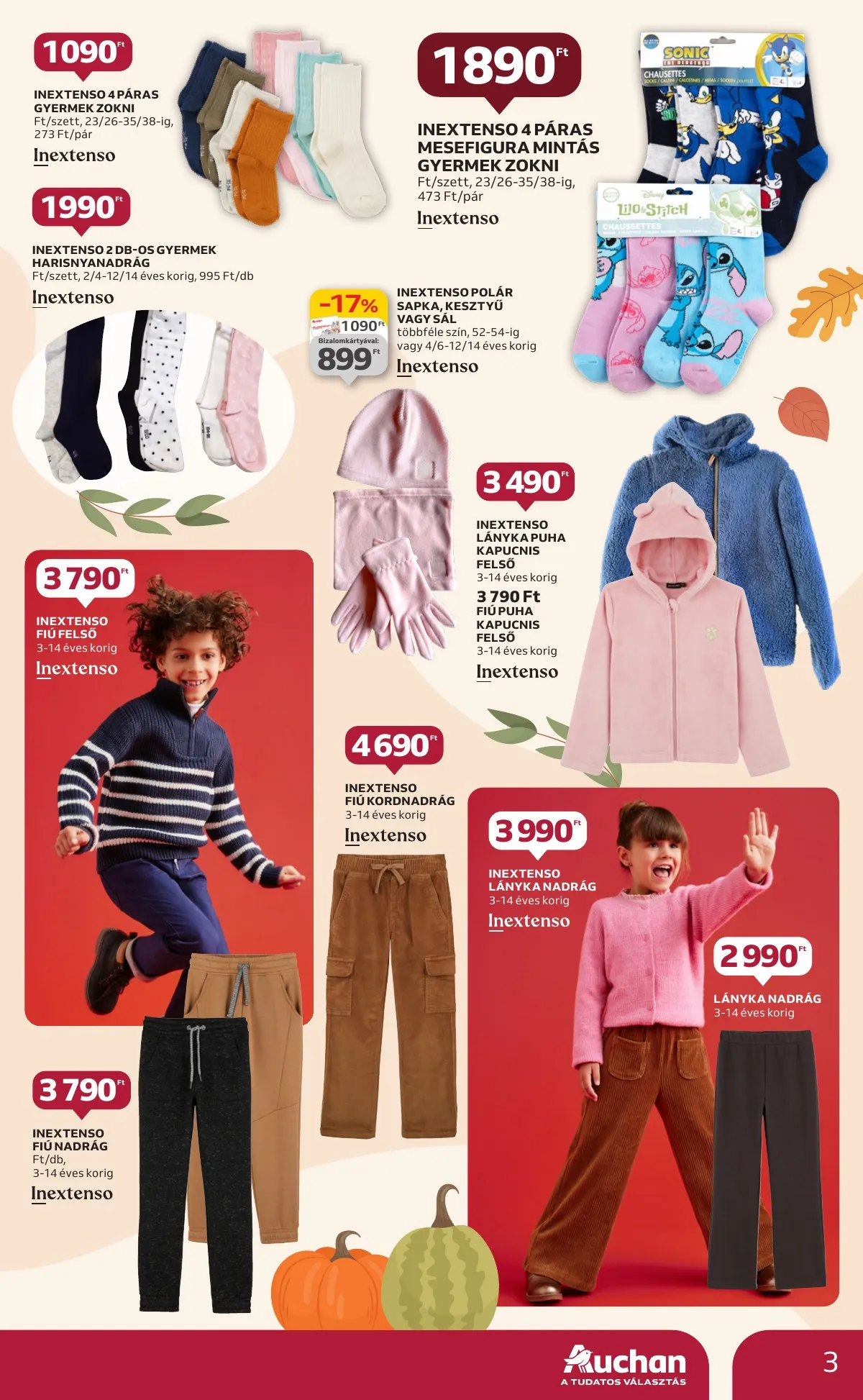 Auchan akciós újság Hipermarket őszi textil 10.03–10.22 – 3. oldal