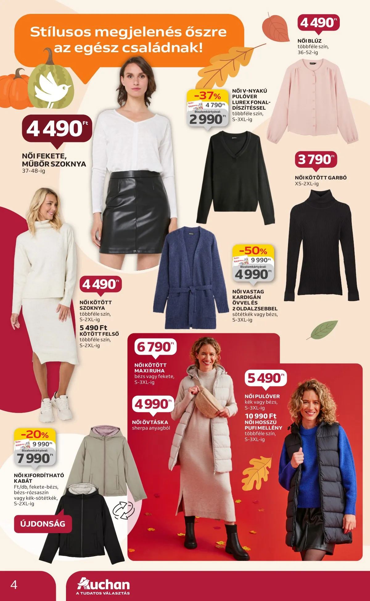 Auchan akciós újság Hipermarket őszi textil 10.03–10.22 – 4. oldal