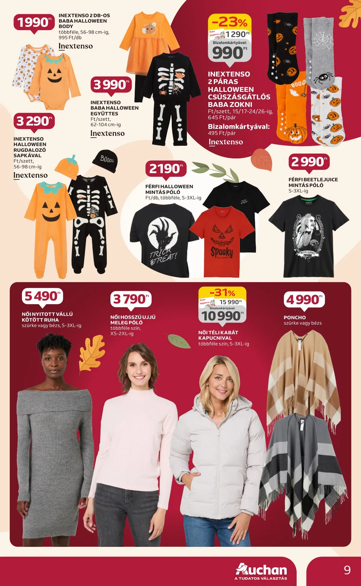 Auchan akciós újság Hipermarket őszi textil 10.03–10.22 – 9. oldal