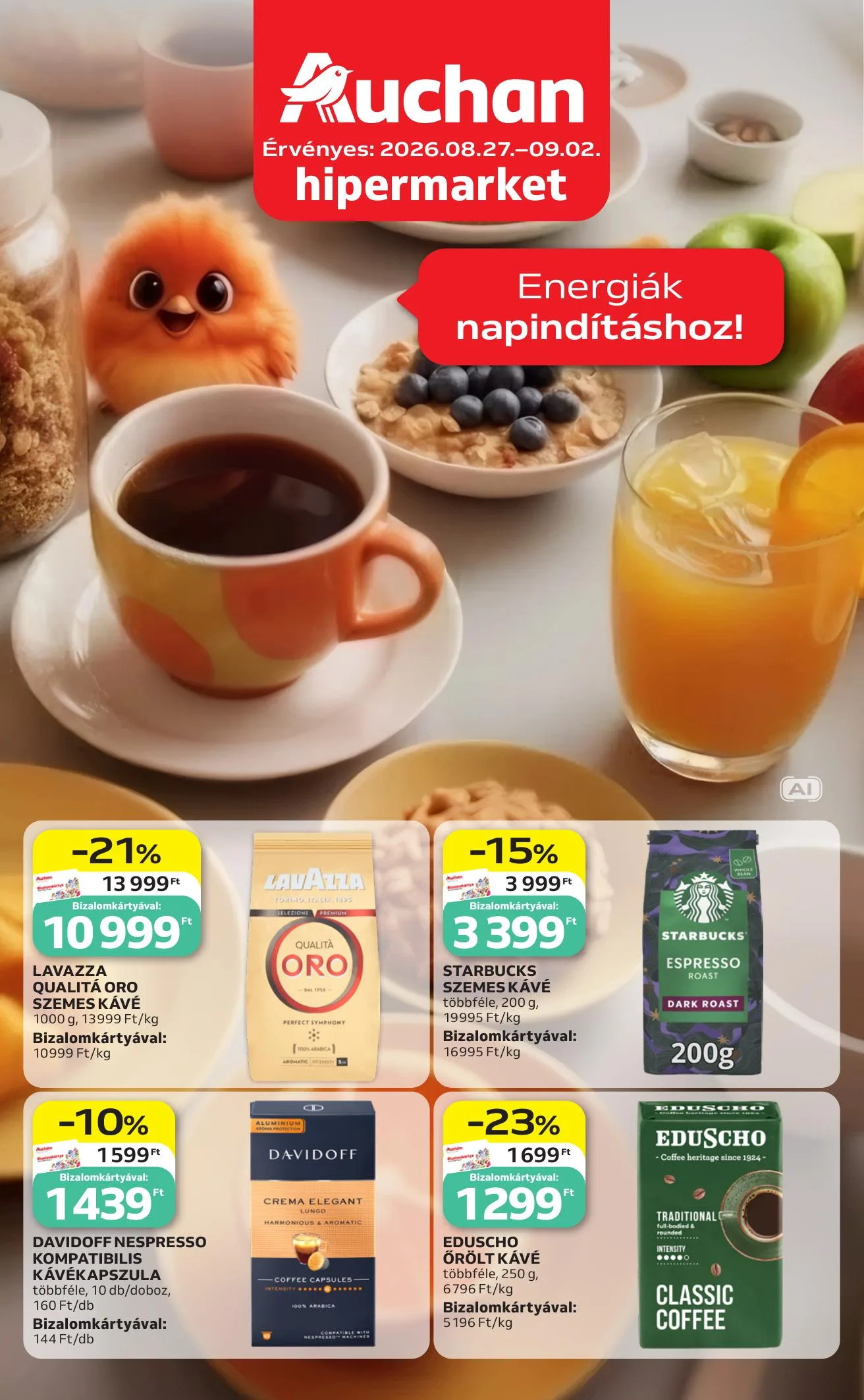 Auchan akciós újság Hipermarket Reggeli 08.27–09.02