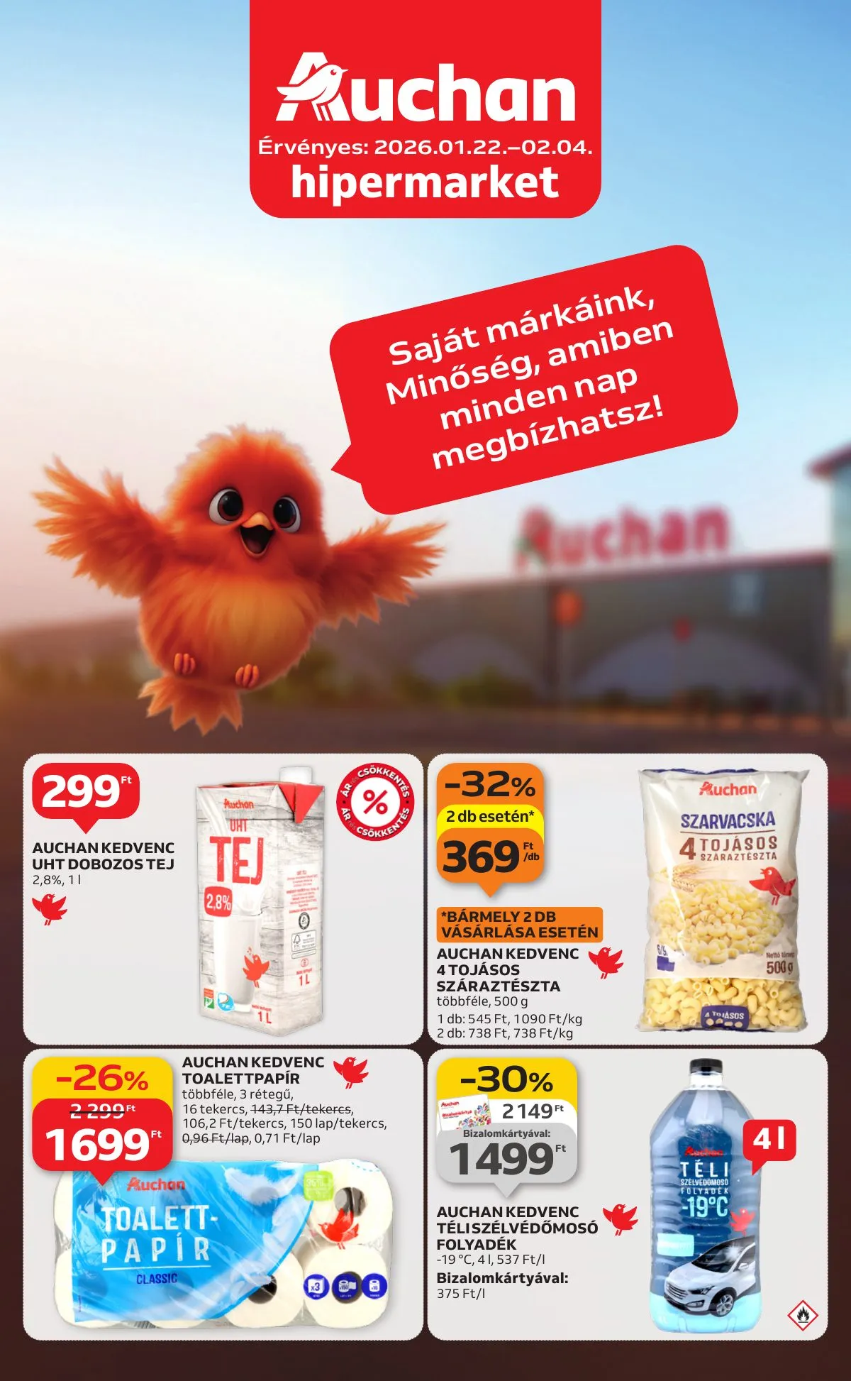 Auchan akciós újság Hipermarket Sajat markas 01.22–02.04