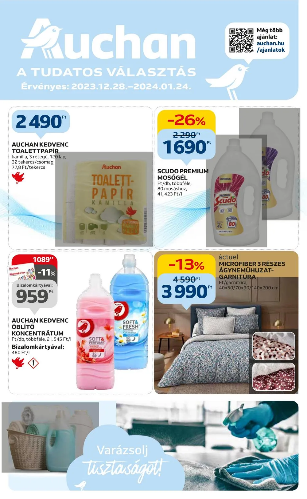 Auchan akciós újság Hipermarket takaritas 12.28–01.24