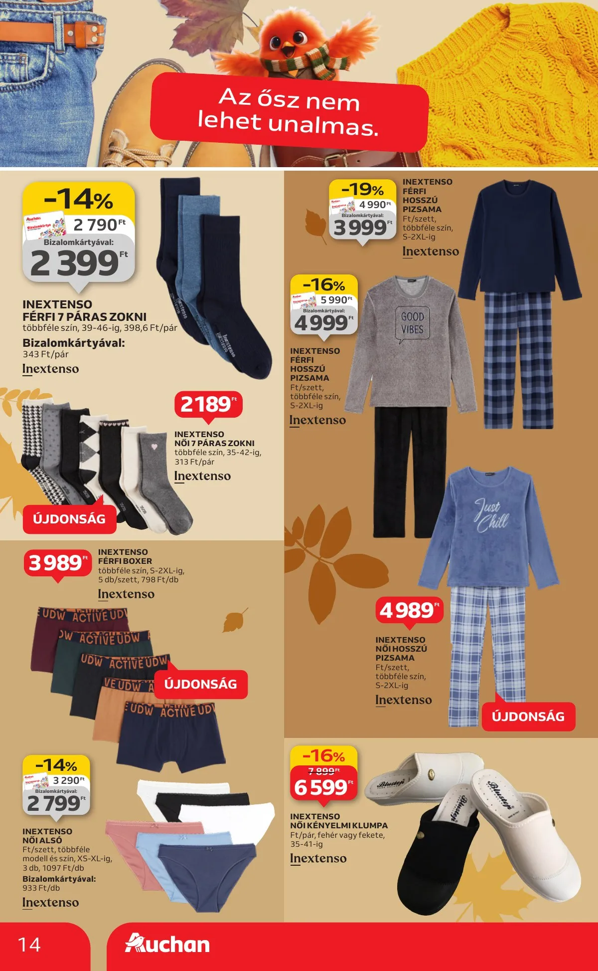 Auchan akciós újság Hipermarket Textil 10.02–10.29 – 14. oldal
