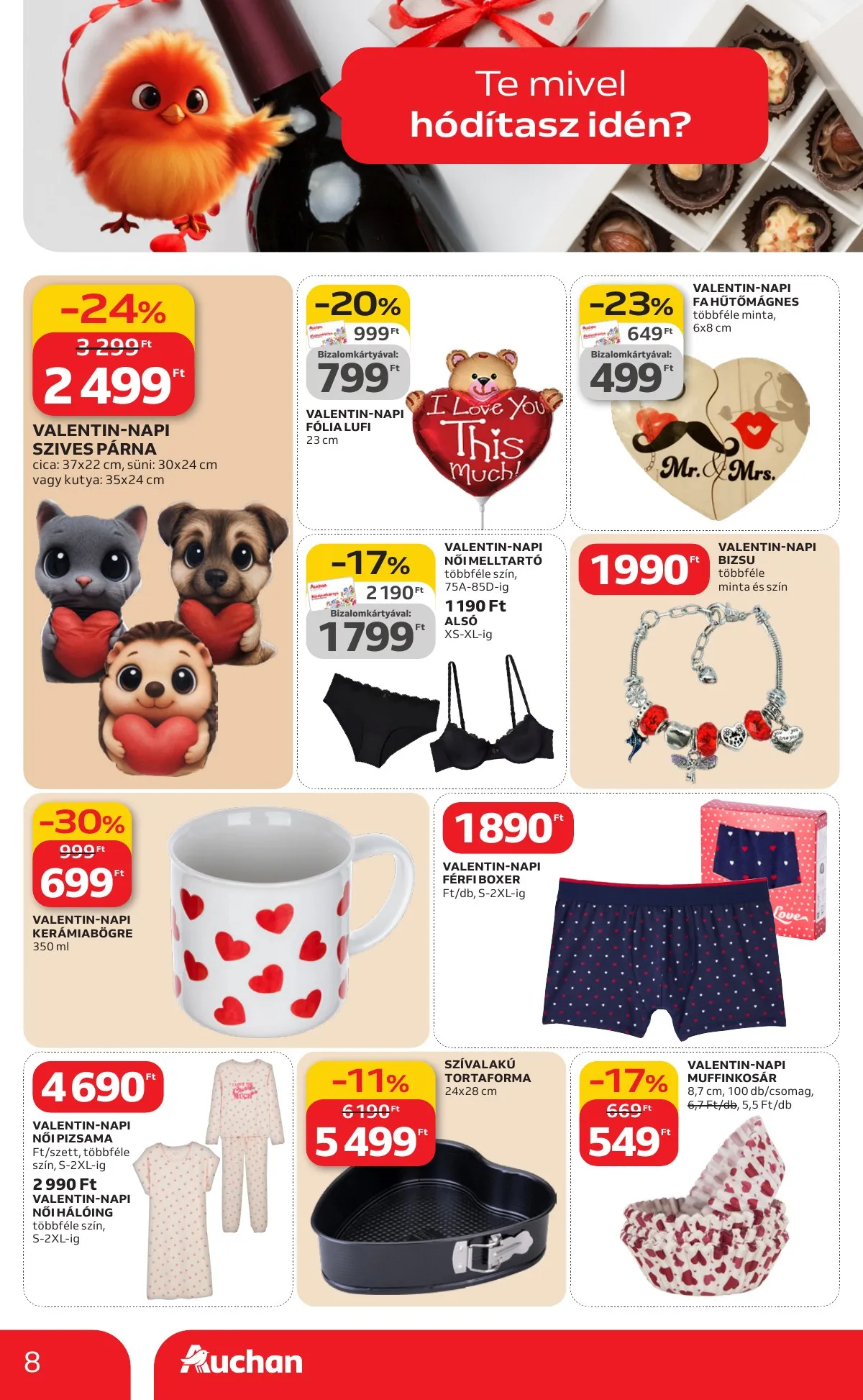 Auchan akciós újság Hipermarket Valentin nap 02.05–02.18 – 8. oldal
