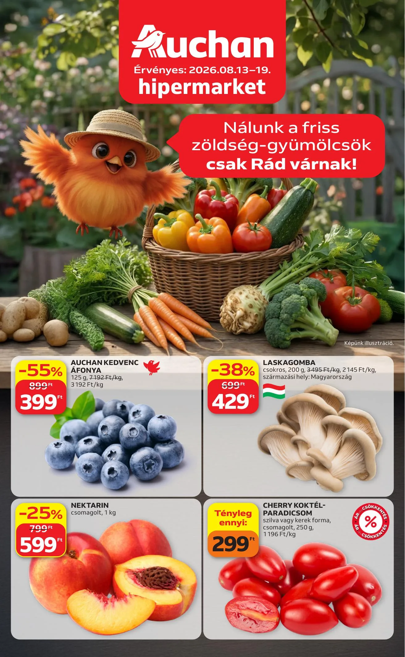 Auchan akciós újság Hipermarket Zoldseg Gyumolcs 08.13–08.19