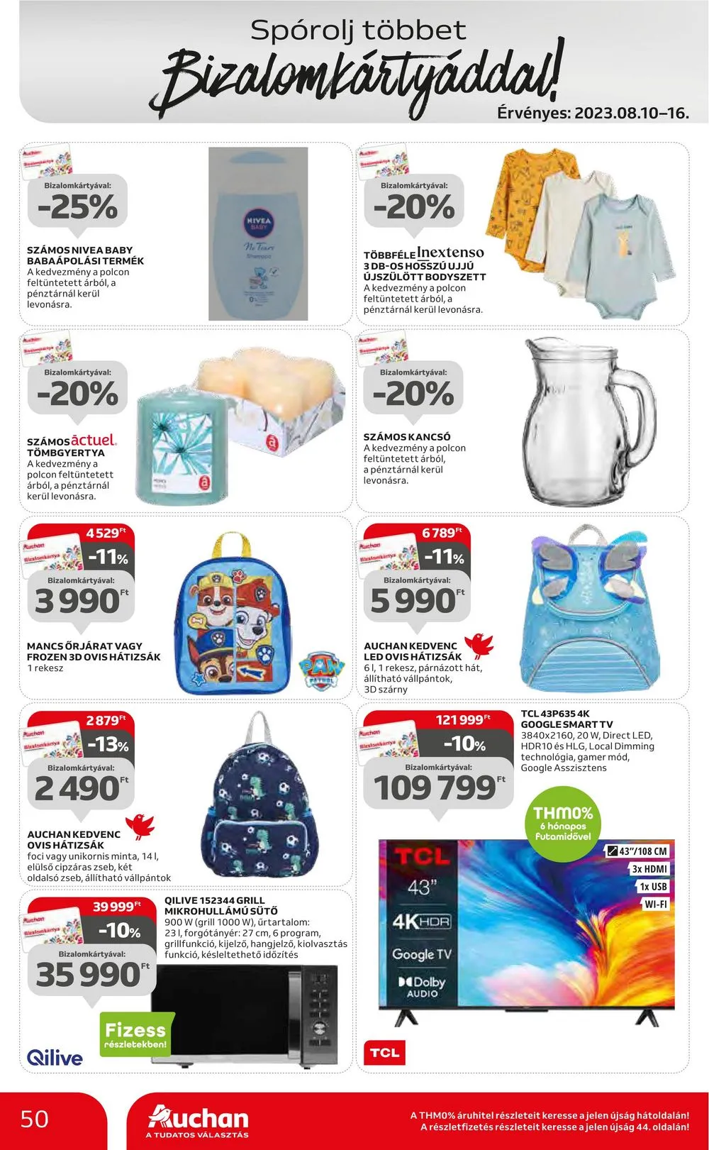 Auchan akciós újság Hipermarket 08.10–08.16 – 50. oldal