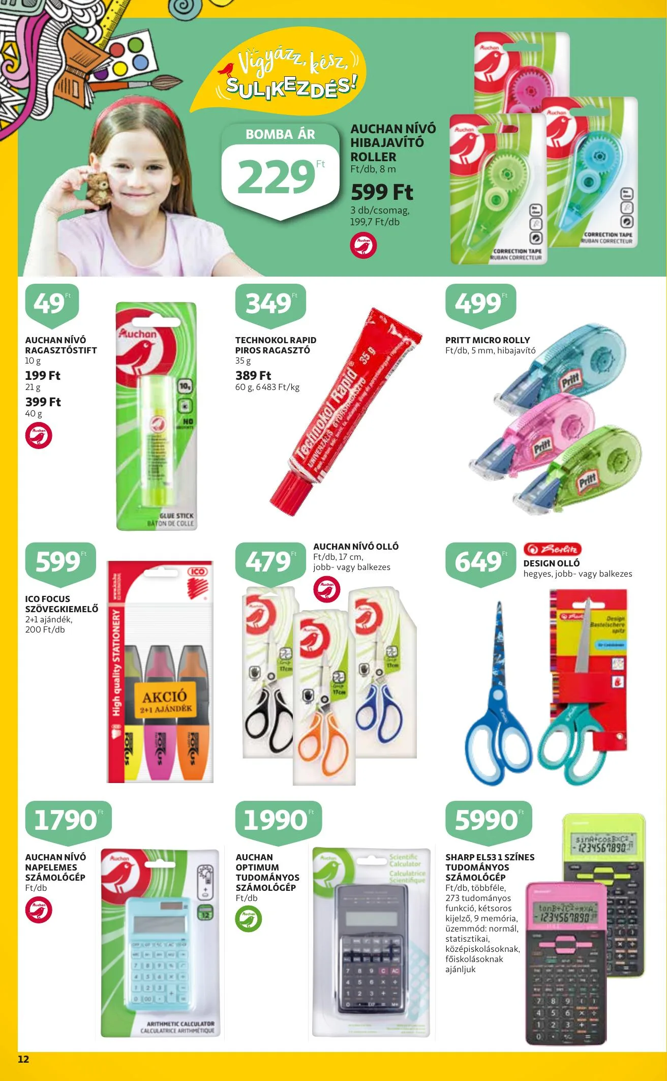 Auchan akciós újság Iskolakezdés katalógus 08.12–08.25 – 12. oldal
